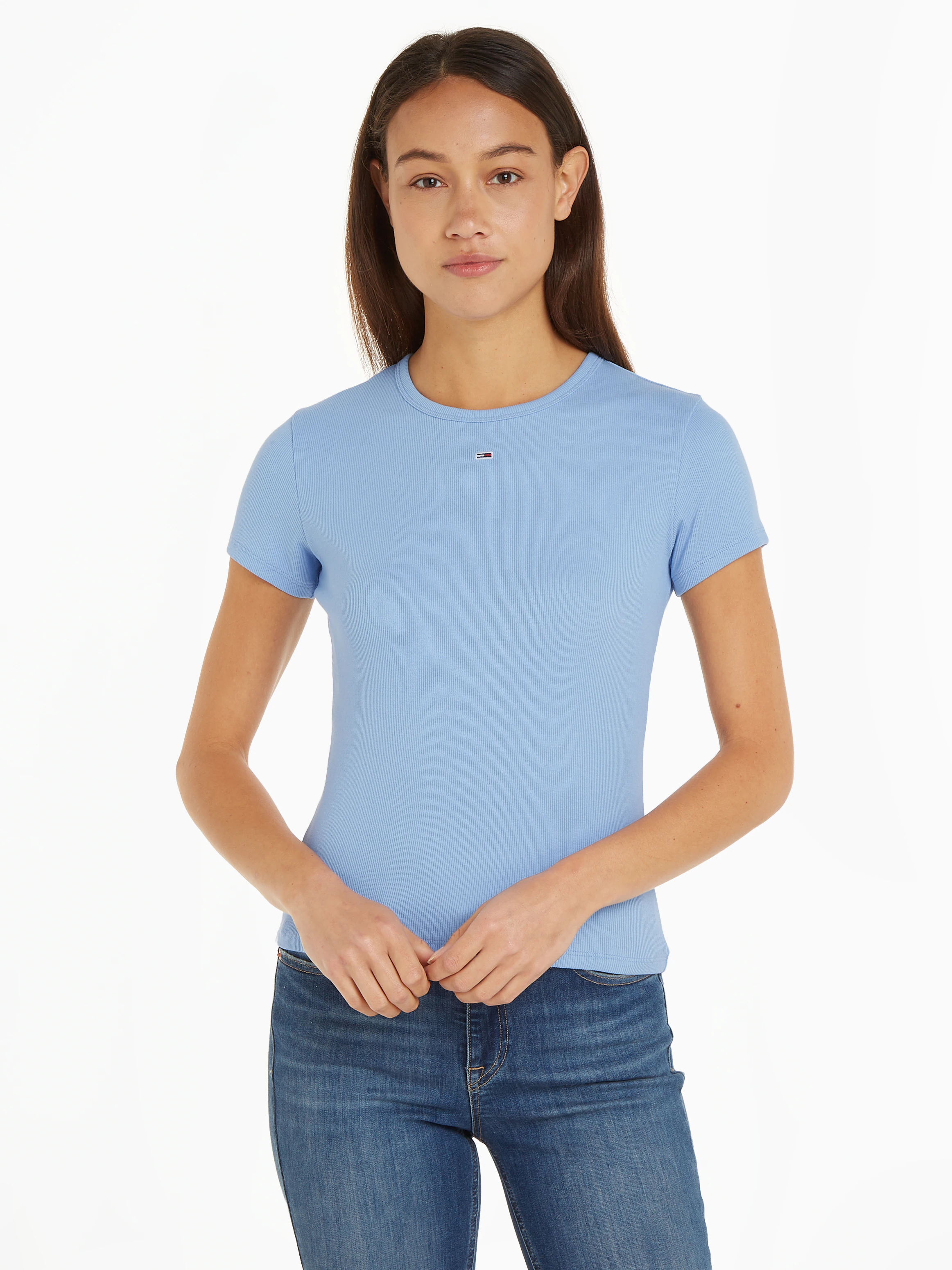 Tommy Jeans Curve T-Shirt "Slim Essential Rib", Große Größen günstig online kaufen