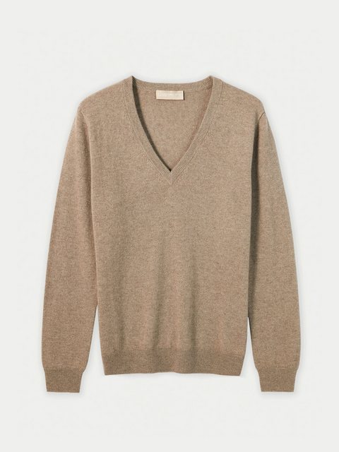 GOBI Cashmere V-Ausschnitt-Pullover Naturfarbe Basic V-Ausschnitt Kaschmirp günstig online kaufen