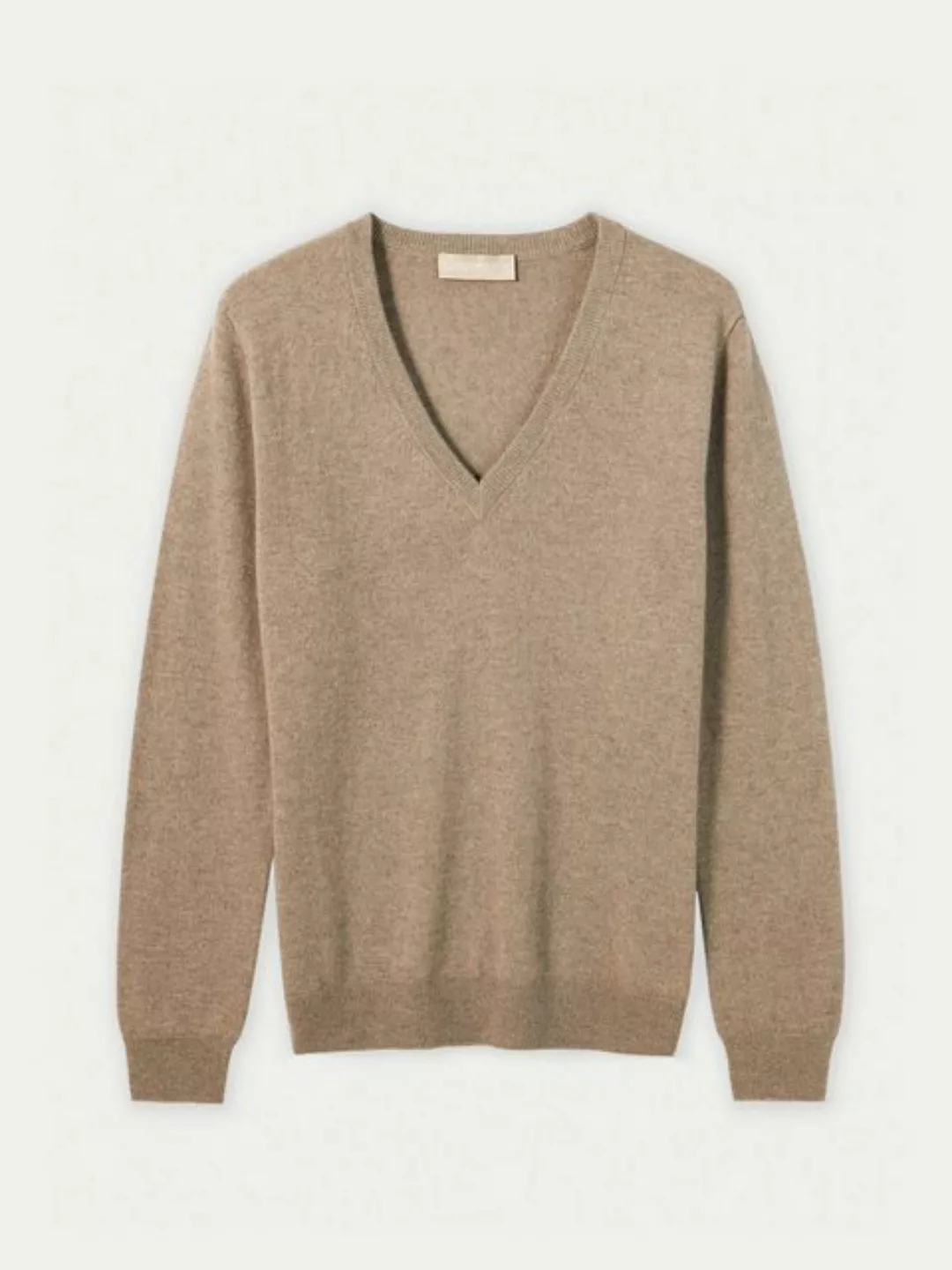 GOBI Cashmere V-Ausschnitt-Pullover Naturfarbe Basic V-Ausschnitt Kaschmirp günstig online kaufen