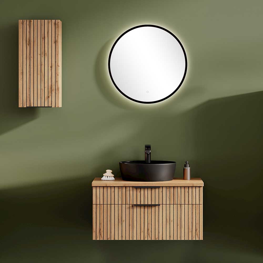 Kleines Waschplatz Set in modernem Design Wildeichefarben (dreiteilig) günstig online kaufen