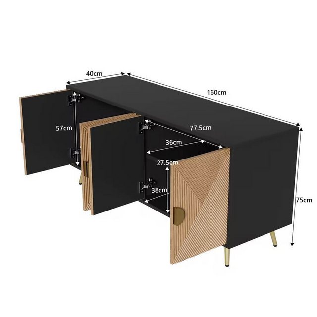 Furnishings Home Beistellschrank 160cm Luxuriöses Sideboard mit 4 Türen und günstig online kaufen