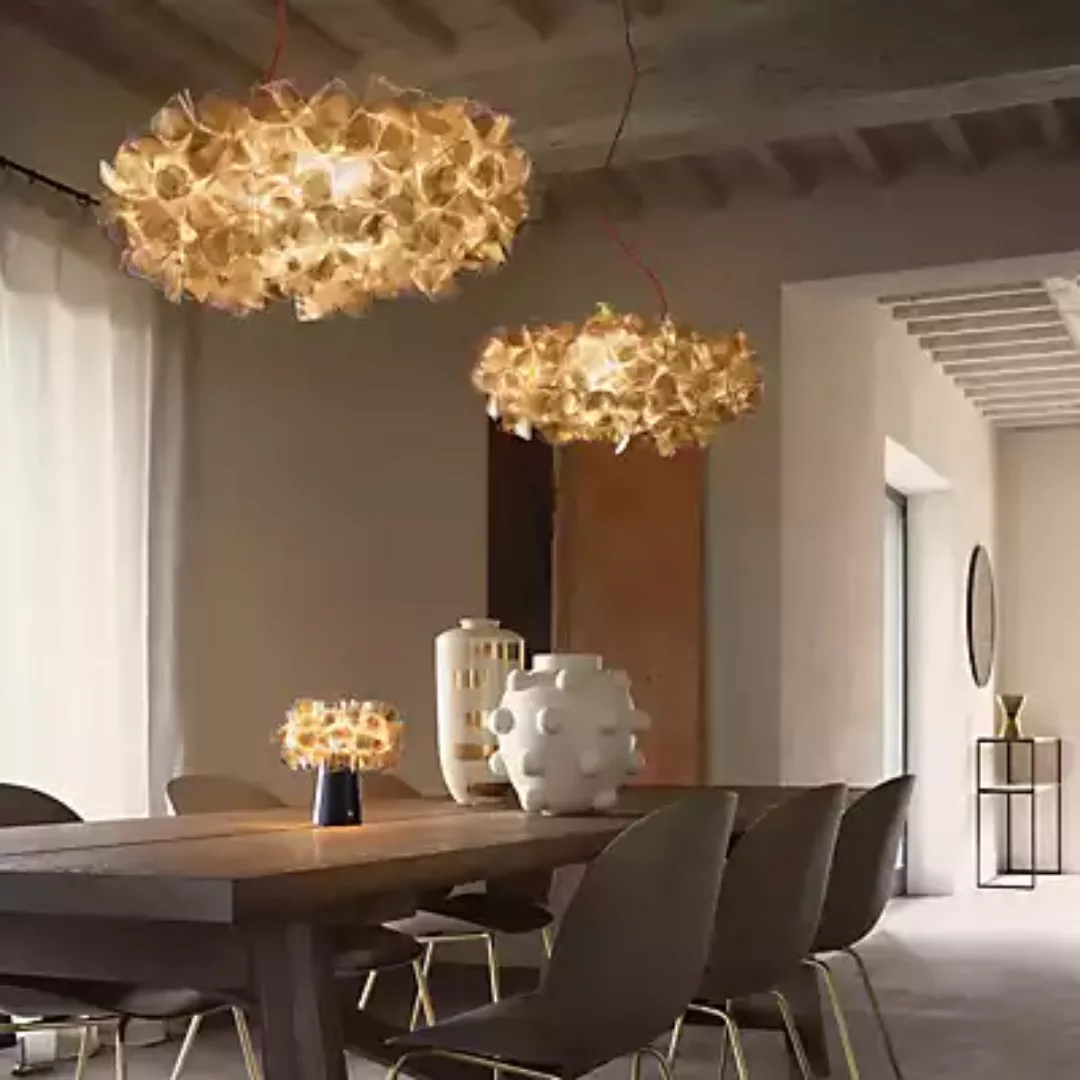 Slamp Clizia Mama Non Mama Pendelleuchte, gold/Kabel rot - ø130 cm günstig online kaufen