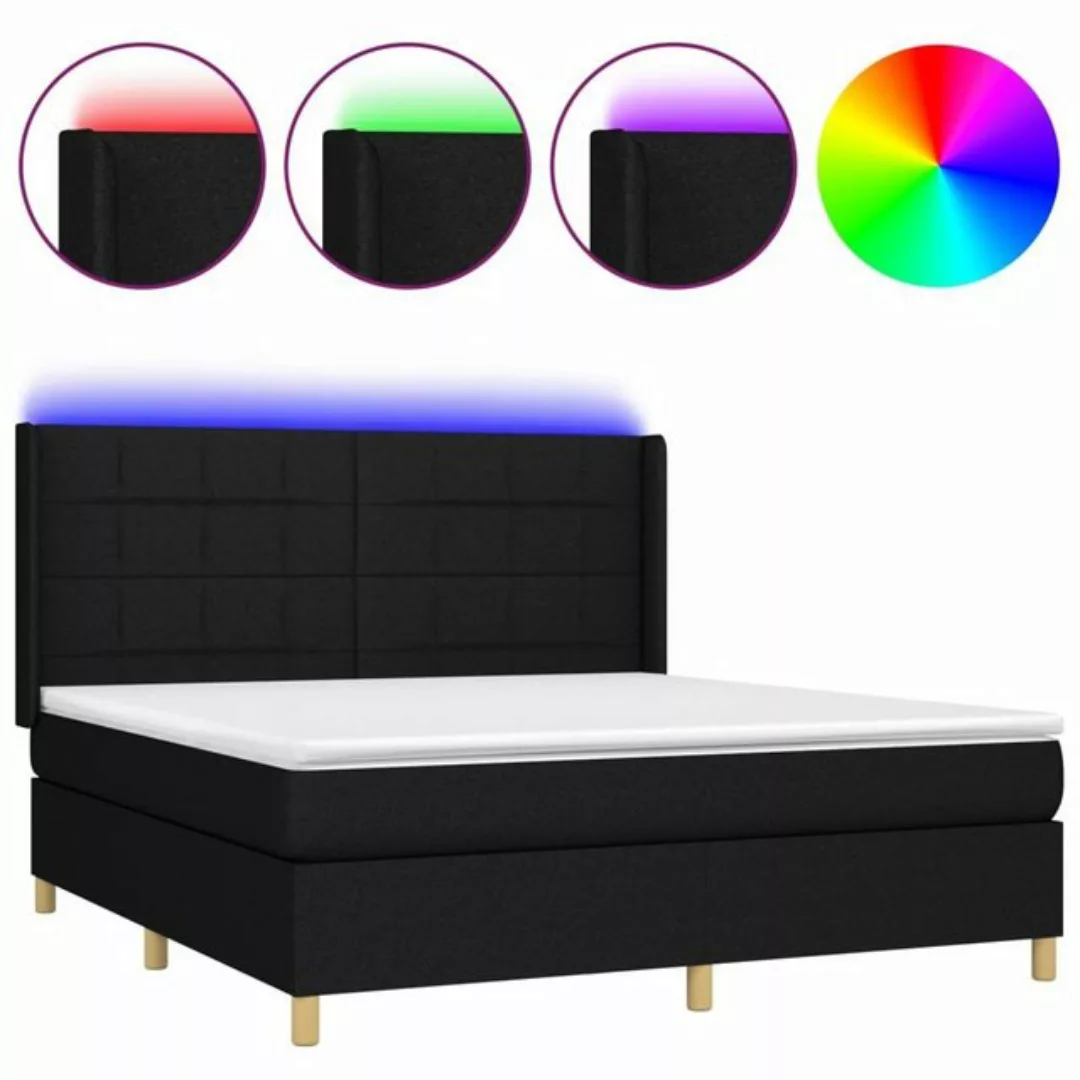 vidaXL Boxspringbett Boxspringbett mit Matratze LED Schwarz 180x200 cm Stof günstig online kaufen