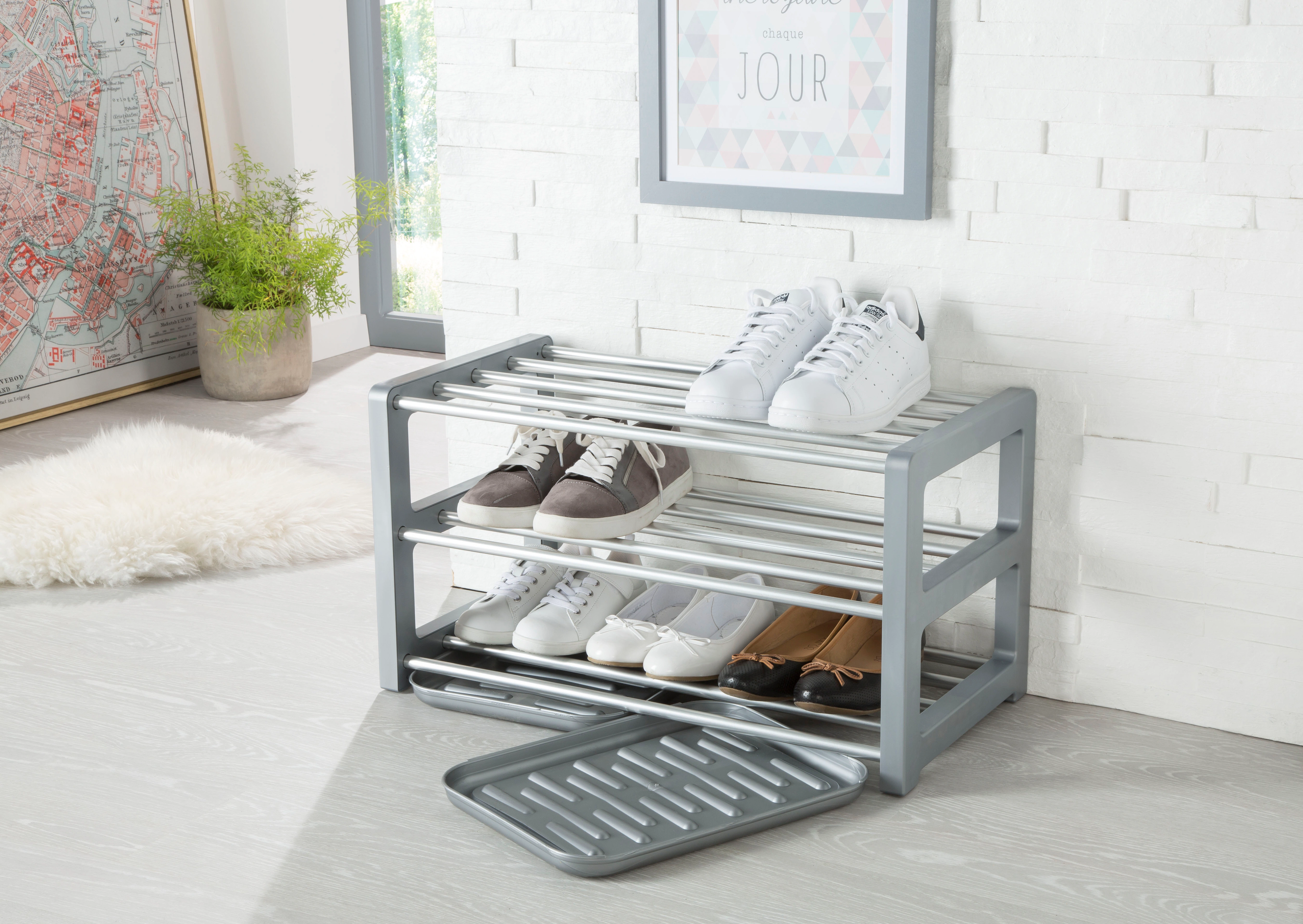 Ruco Schuhregal, mit Schmutzauffangschalen, Aluminium, bis zu 9 Paar Schuhe günstig online kaufen