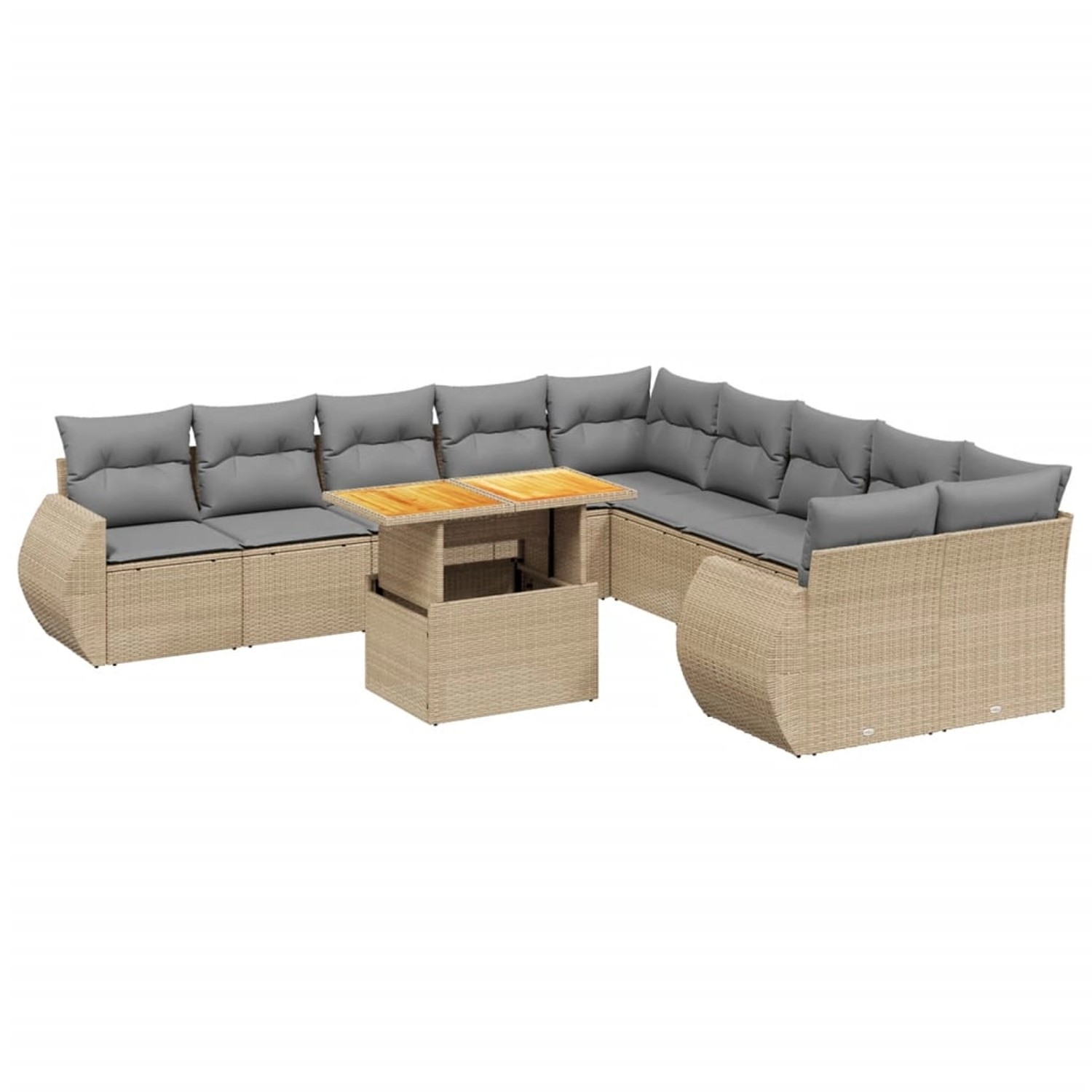vidaXL 11-Tlg Garten-Sofagarnitur mit Kissen Beige Poly Rattan 3272389 günstig online kaufen