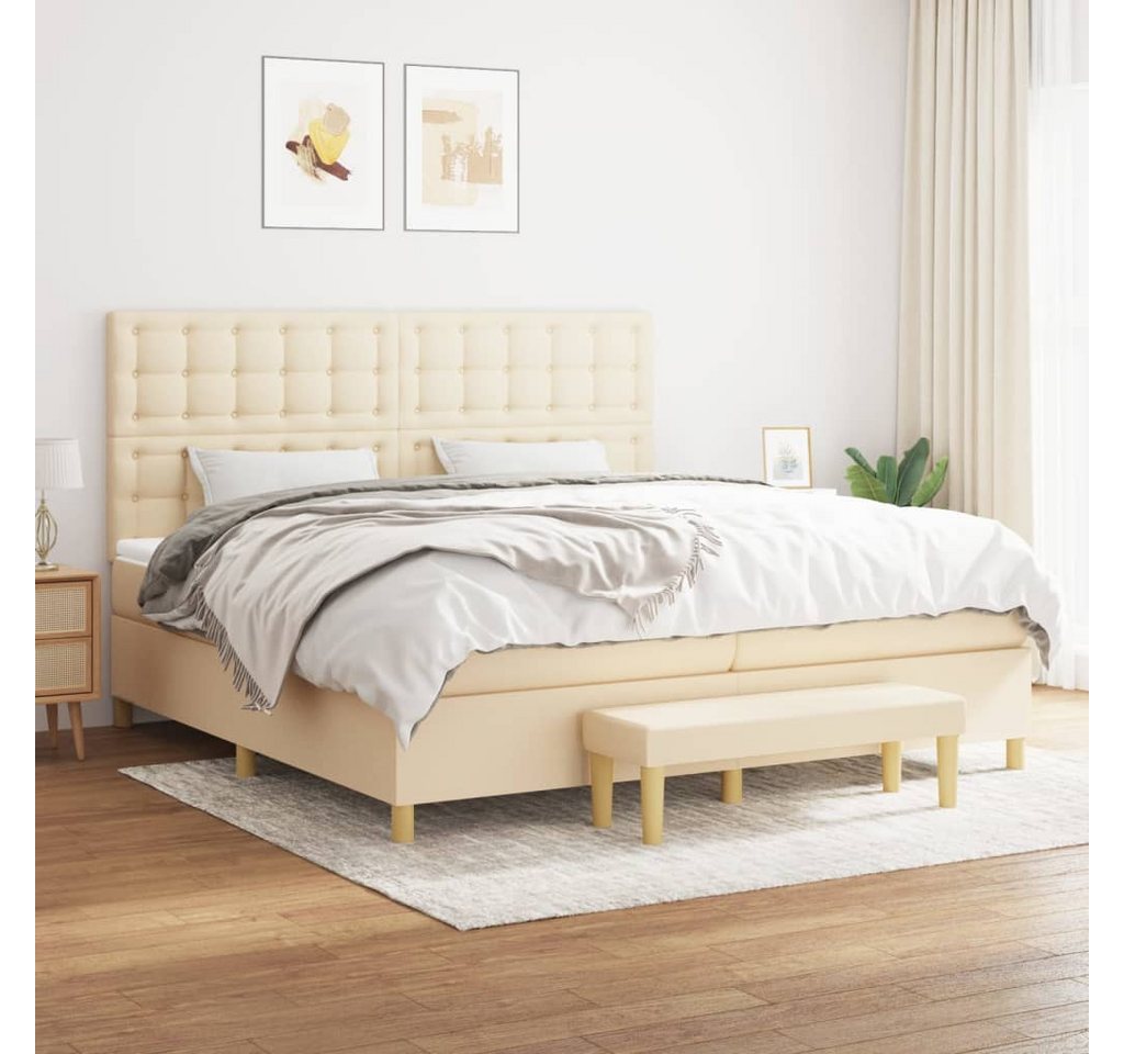 vidaXL Boxspringbett Boxspringbett mit Matratze Creme 200x200 cm Stoff Bett günstig online kaufen