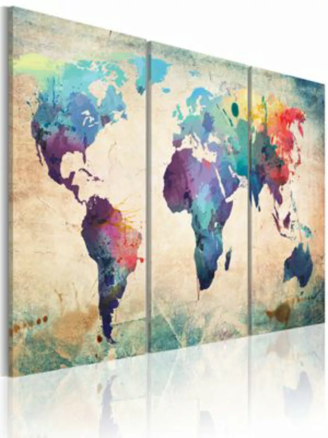 artgeist Wandbild Die Welt gemalt mit Wasserfarben mehrfarbig Gr. 60 x 30 günstig online kaufen