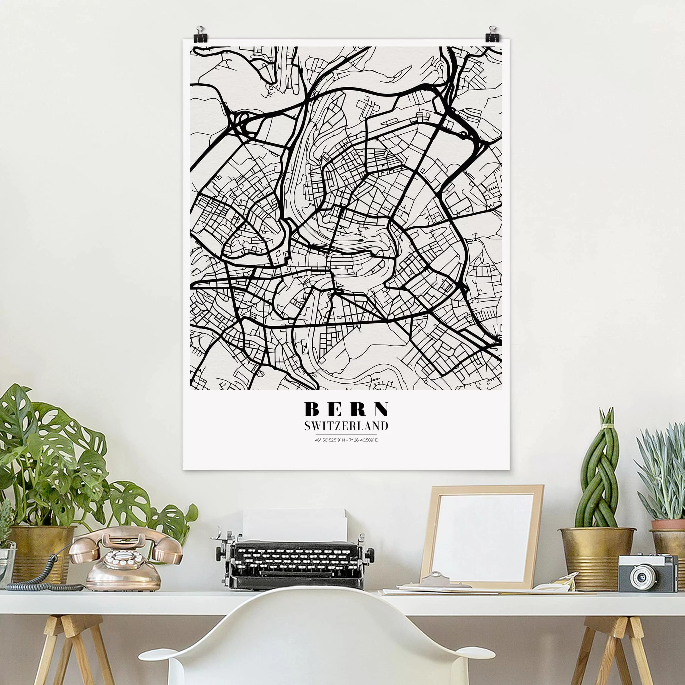 Poster Stadt-, Land- & Weltkarten - Hochformat Stadtplan Bern - Klassik günstig online kaufen