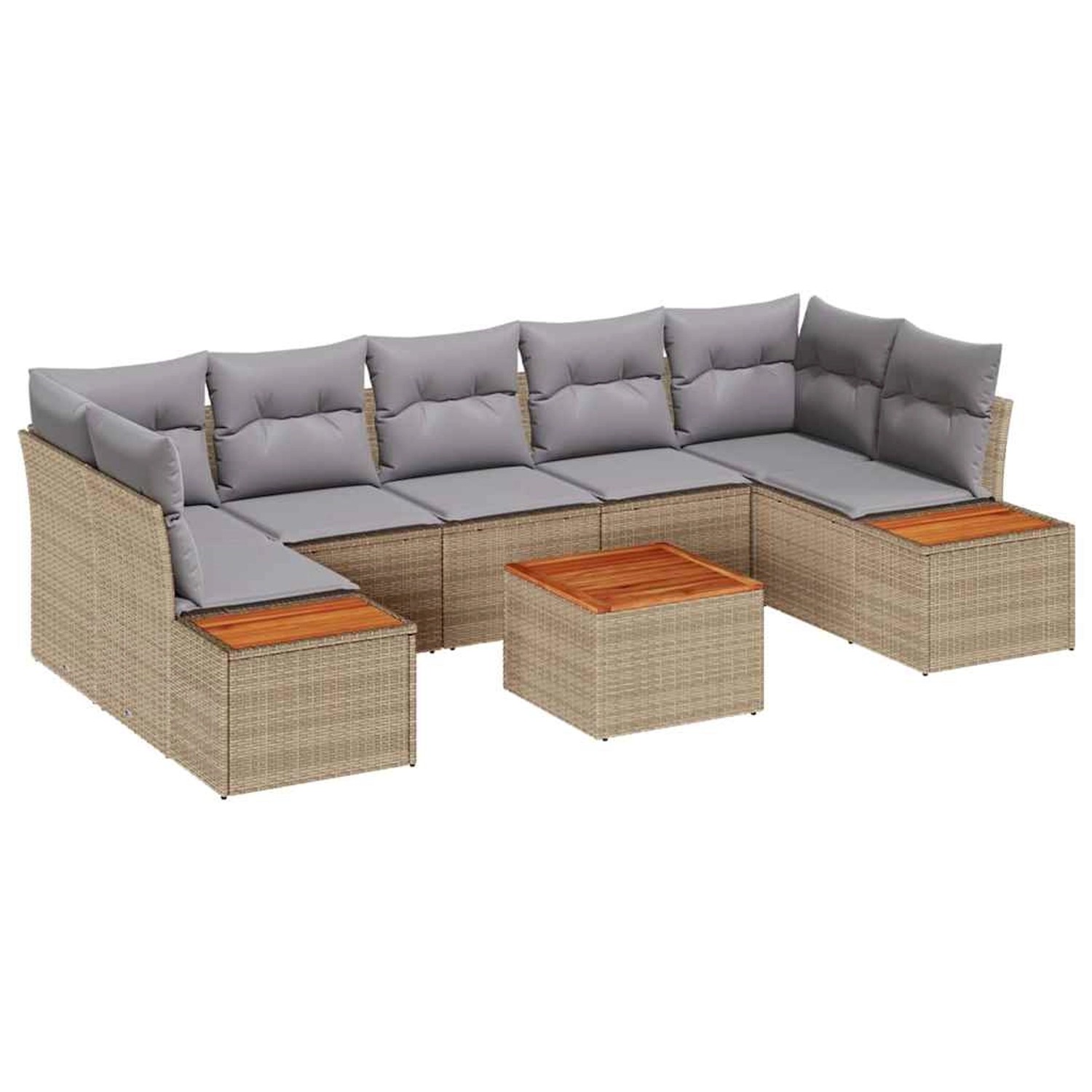 vidaXL Garten-Sofa-Set mit Kissen 8-Tlg Beige Poly Rattan 3348046 günstig online kaufen