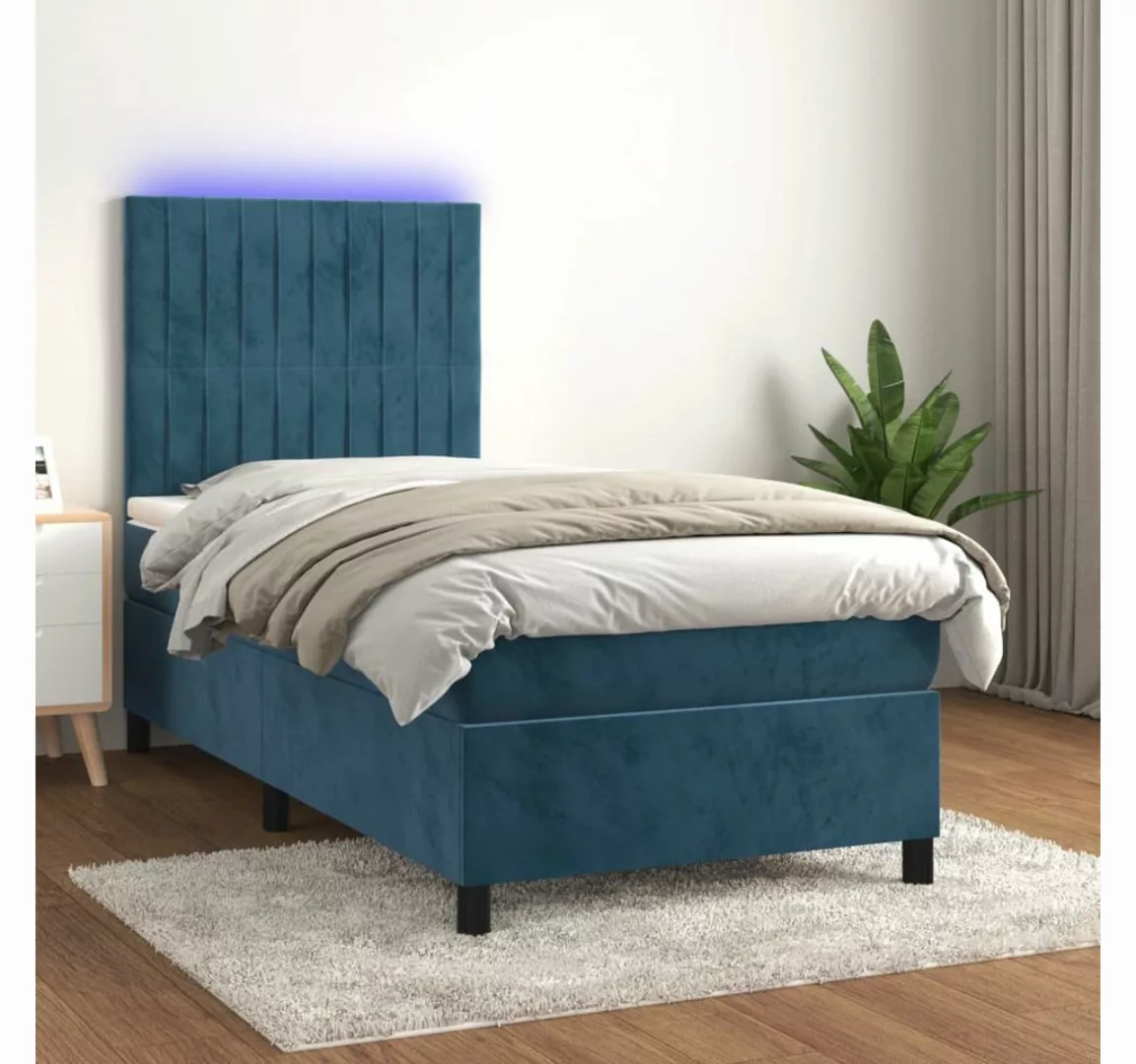 vidaXL Boxspringbett Boxspringbett mit Matratze & LED Samt (100 x 200 cm, B günstig online kaufen