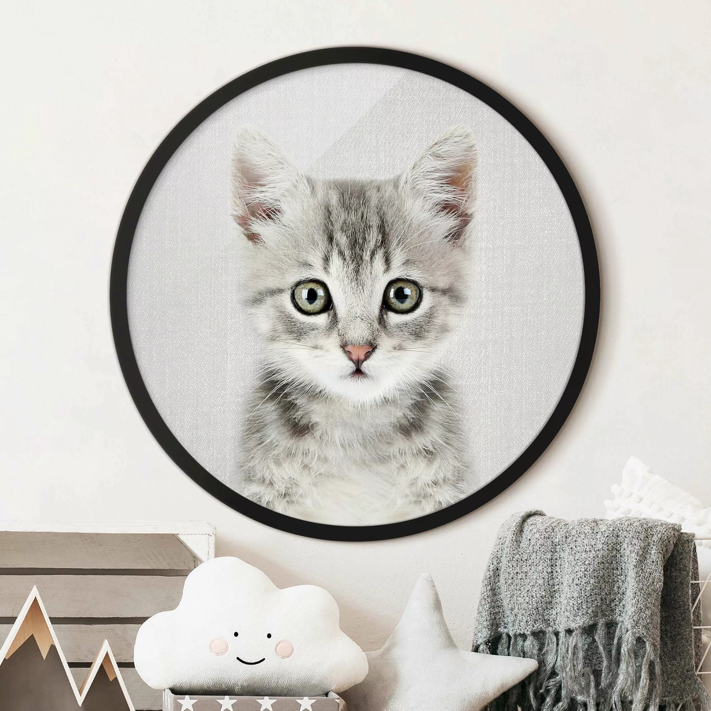 Rundes Gerahmtes Bild Baby Katze Killi günstig online kaufen