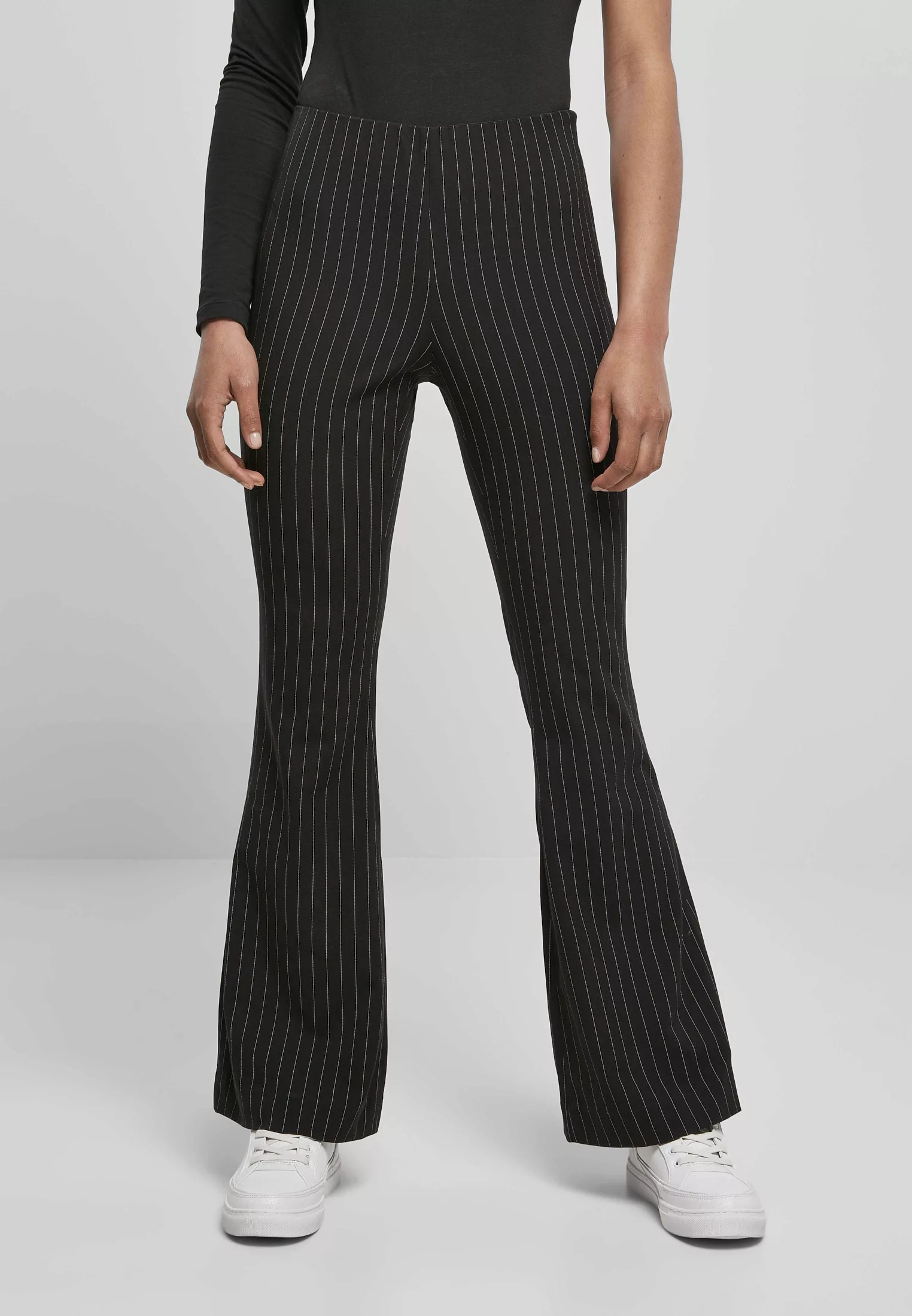 URBAN CLASSICS Stoffhose "Damen Ladies Flared Pin Stripe Pants", (1 tlg.) günstig online kaufen