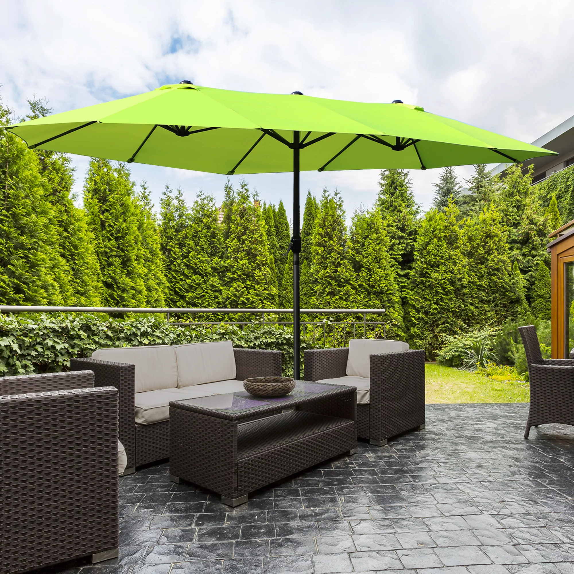 Outsunny Sonnenschirm Gartenschirm 460 x 270 cm oval mit Handkurbel, Doppel günstig online kaufen