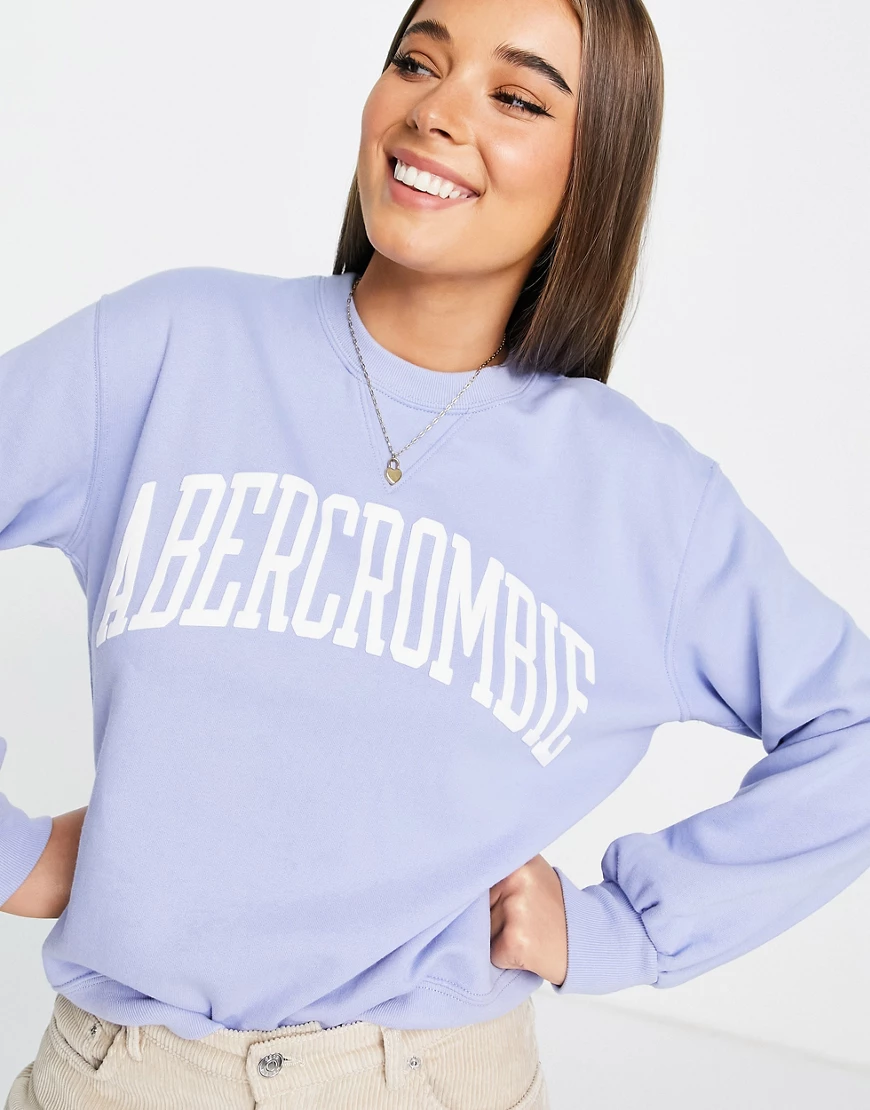 Abercrombie & Fitch – Pullover in Blau mit Logo und Ballonärmeln günstig online kaufen