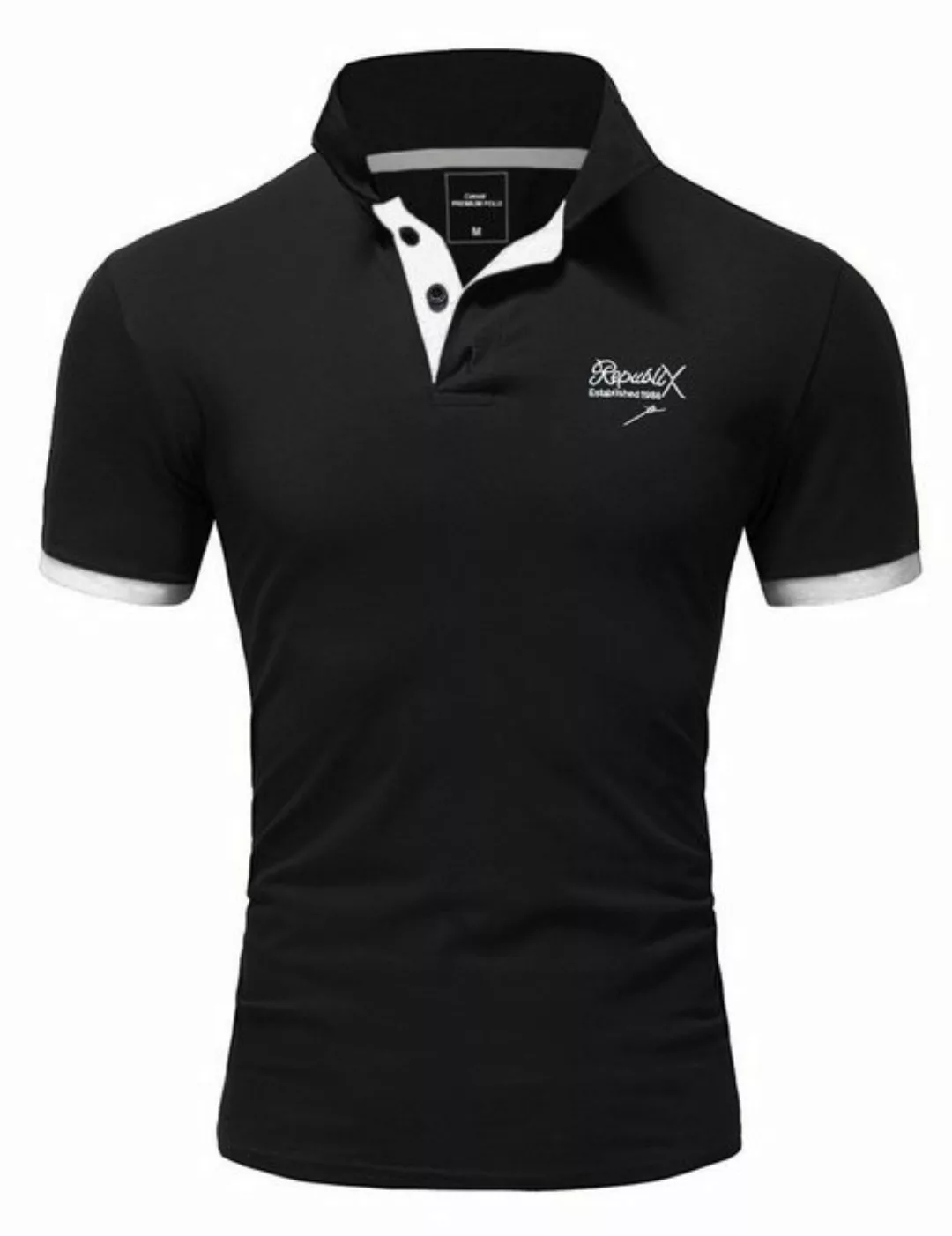 REPUBLIX Poloshirt MATEO Herren Basic Kurzarm Kontrast Polo Hemd günstig online kaufen