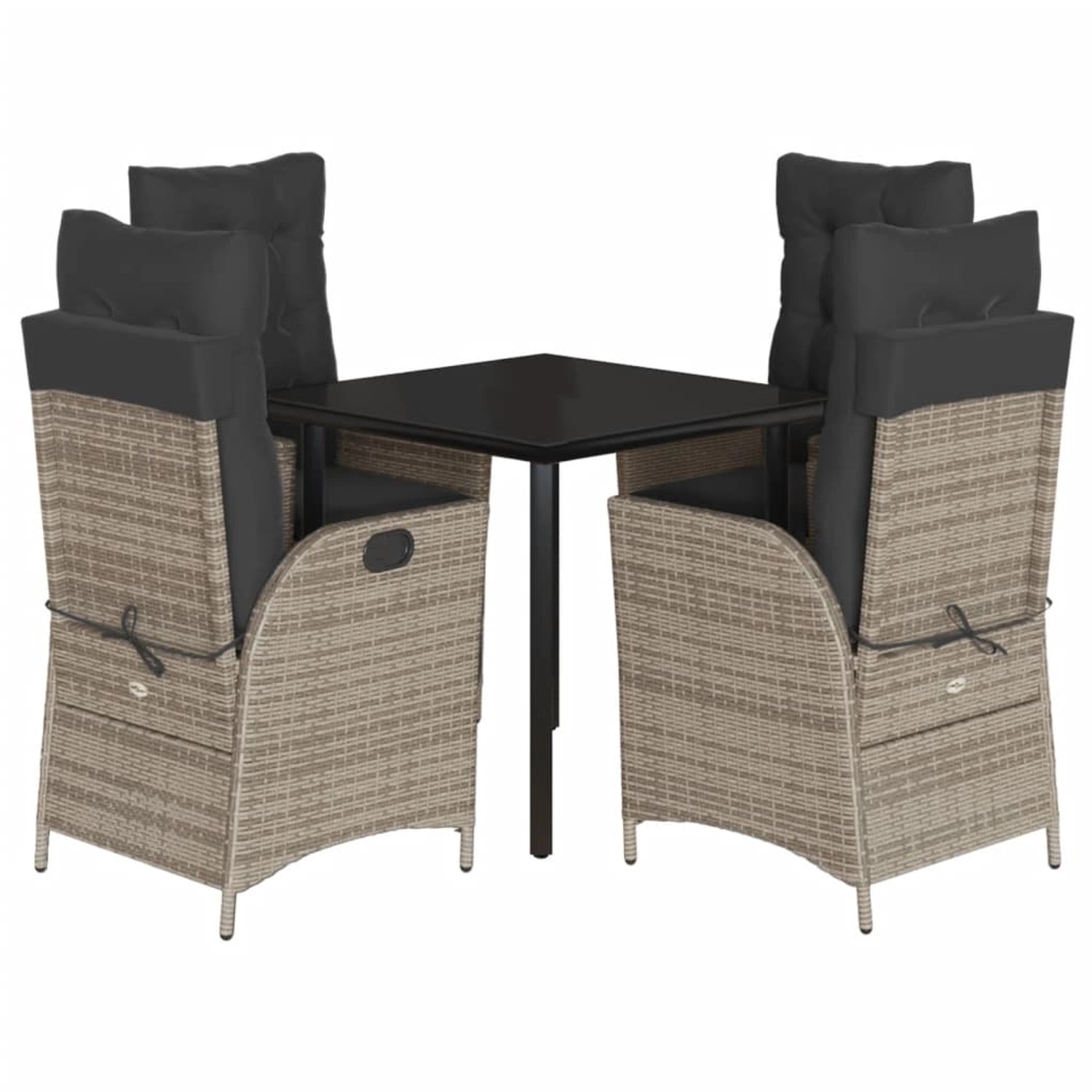 vidaXL 5-Tlg Garten-Essgruppe mit Kissen Grau Poly Rattan 3213428 günstig online kaufen