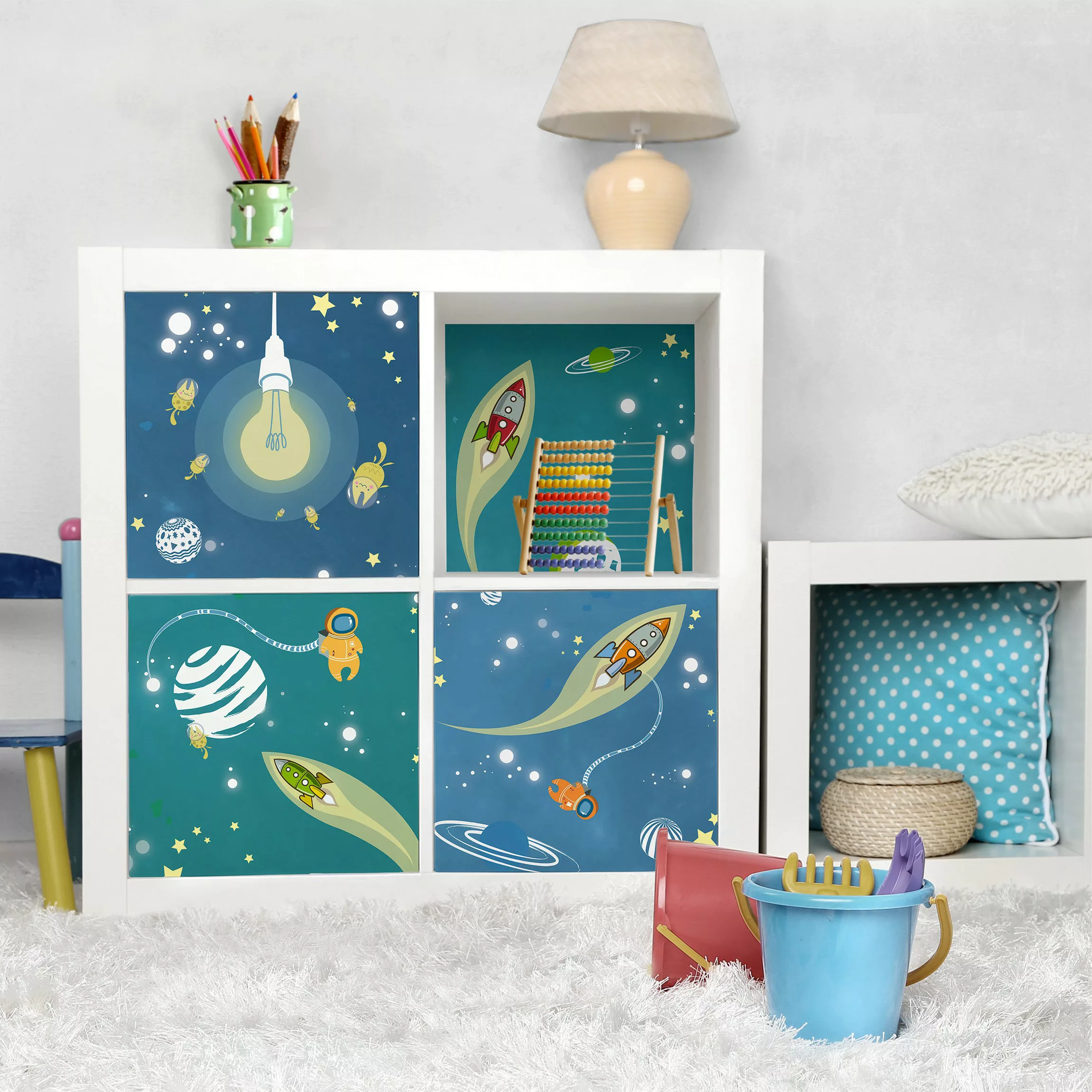 Möbelfolie Kinderzimmer Weltall und Astronauten Set günstig online kaufen
