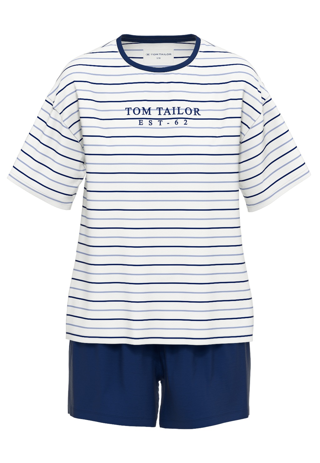 TOM TAILOR Shorty "Zaria", (2 tlg.), Streifendesign, Kurzarm, Rundhalsaussc günstig online kaufen