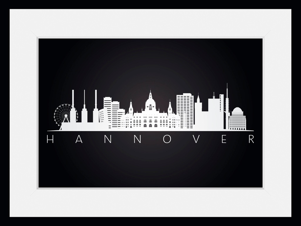 queence Bild "Hannover Skyline", Städte-Stadt-Deutschland-Schwarz-Weiß-Gebä günstig online kaufen