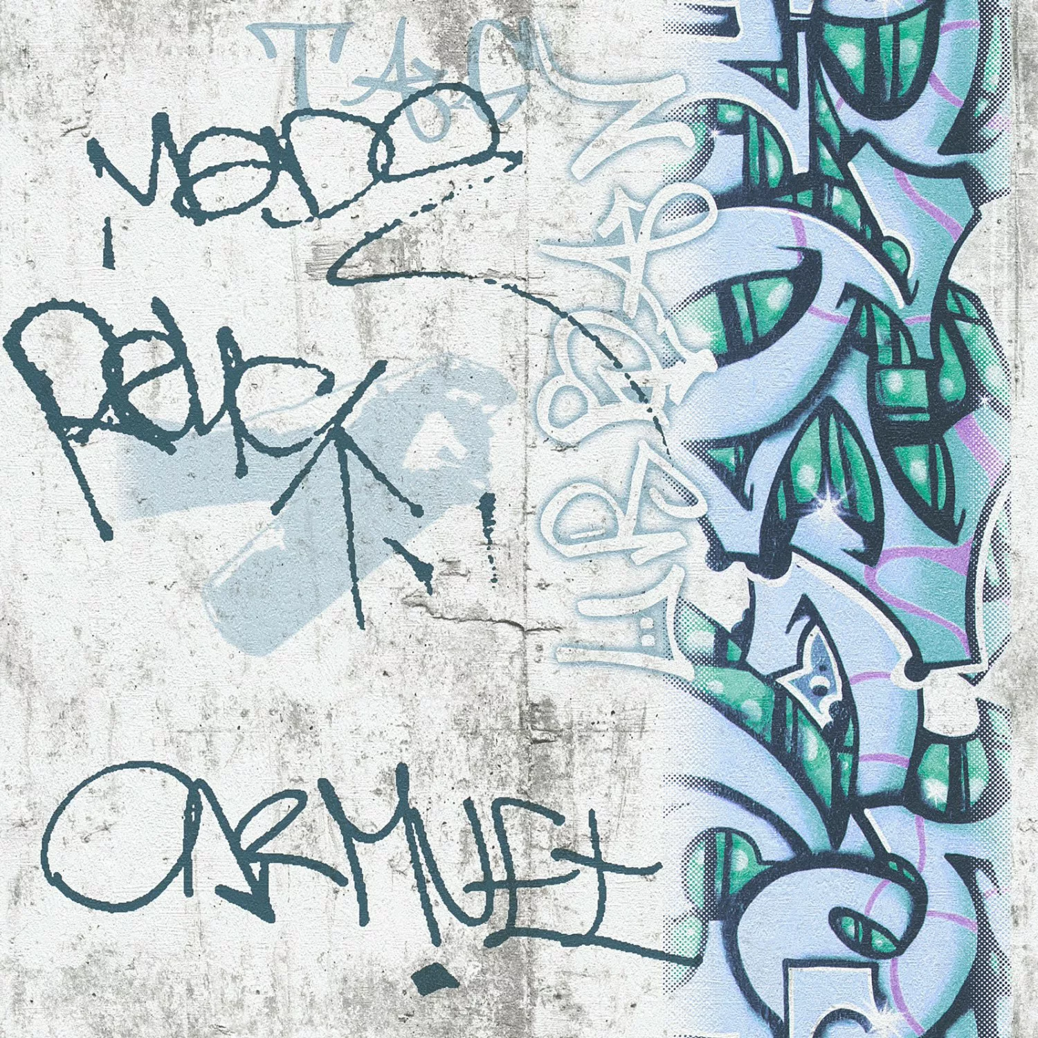 Bricoflor Graffiti Tapete Jugendzimmer Coole Tapeten für Jungs in Grau Blau günstig online kaufen