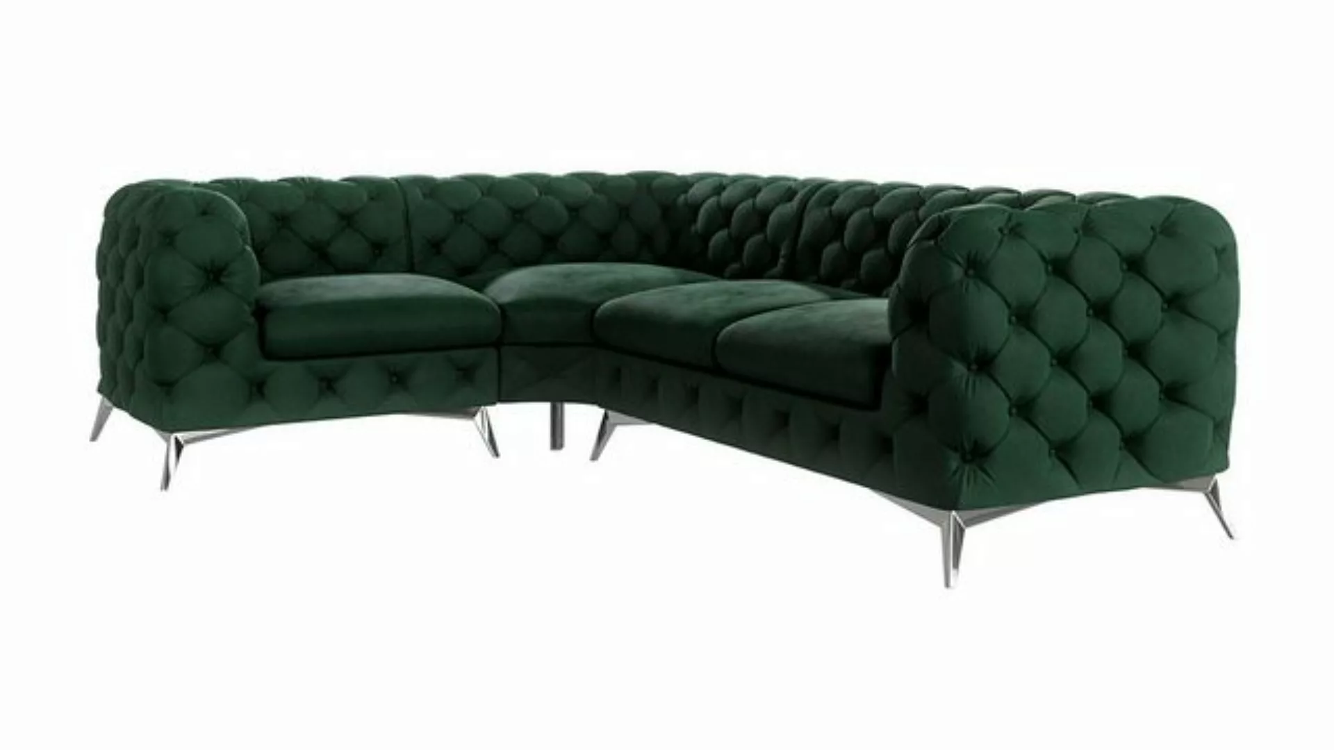 S-Style Möbel Ecksofa Chesterfield Kalina mit Silber Metall Füßen, mit Well günstig online kaufen