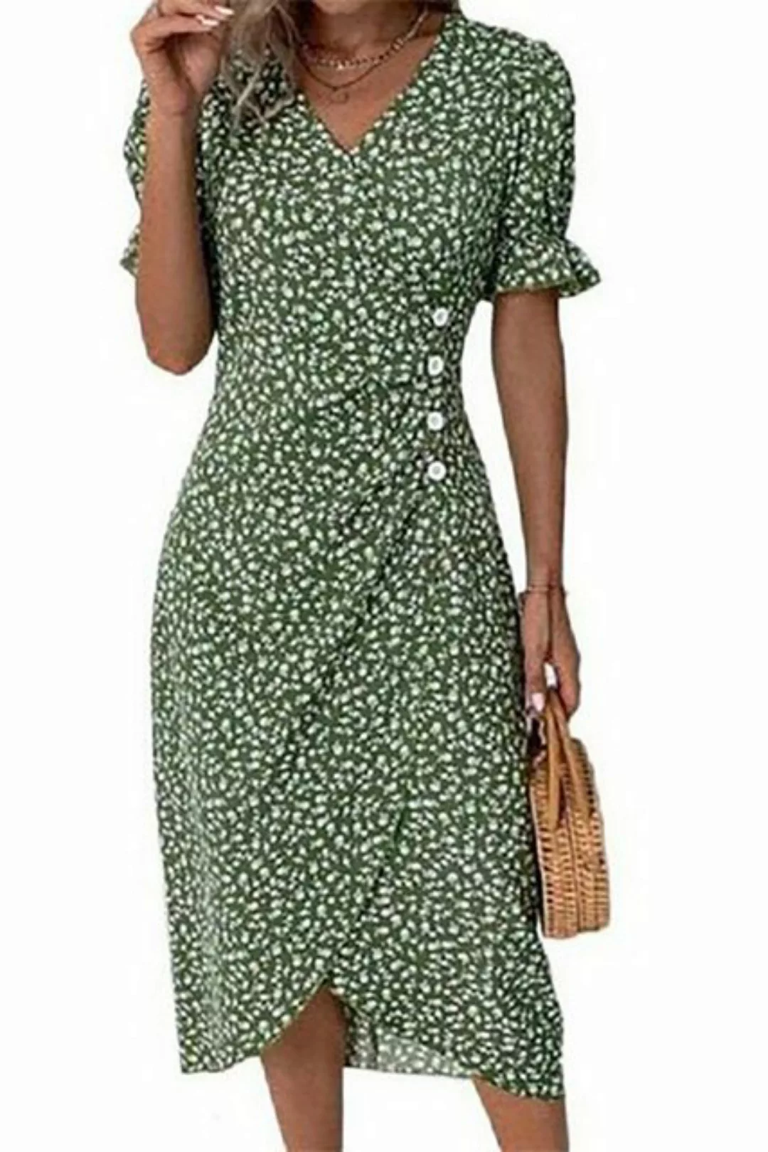 BlauWave Sommerkleid Damen V-Ausschnitt Sommerkleid trendige Slim Fit Stran günstig online kaufen