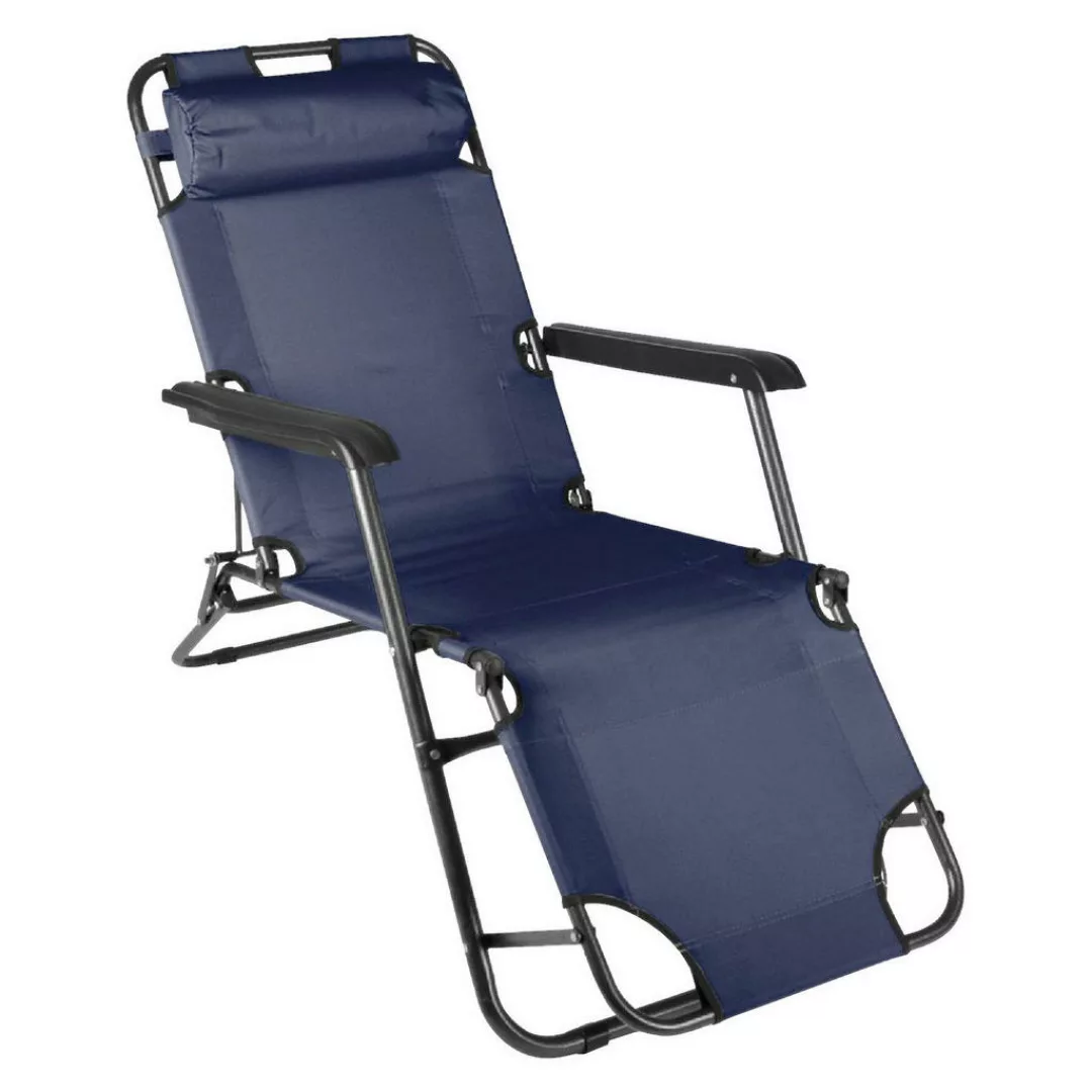 VCM klappbare Sonnenliege Relaxliege Liegestuhl Navy Klappliege Stahl blau günstig online kaufen