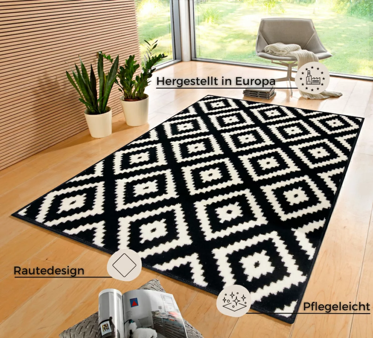 HANSE Home Teppich »Raute«, rechteckig, 9 mm Höhe, Läufer, Kurzflor, Skandi günstig online kaufen