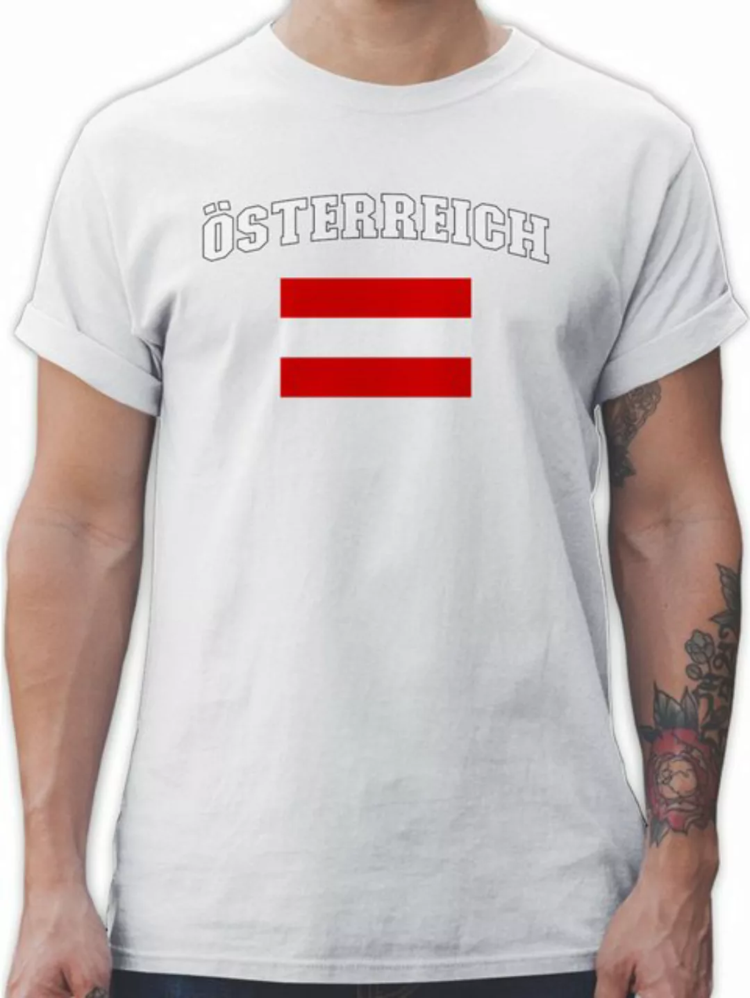 Shirtracer T-Shirt Österreich Schriftzug mit Flagge, Austria 2024 Fussball günstig online kaufen