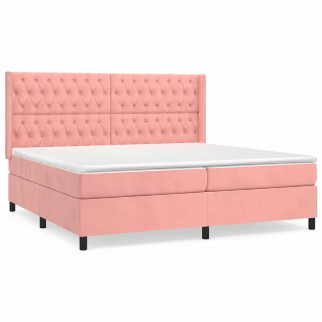 vidaXL Boxspringbett Boxspringbett mit Matratze Rosa 200x200 cm Samt Bett B günstig online kaufen