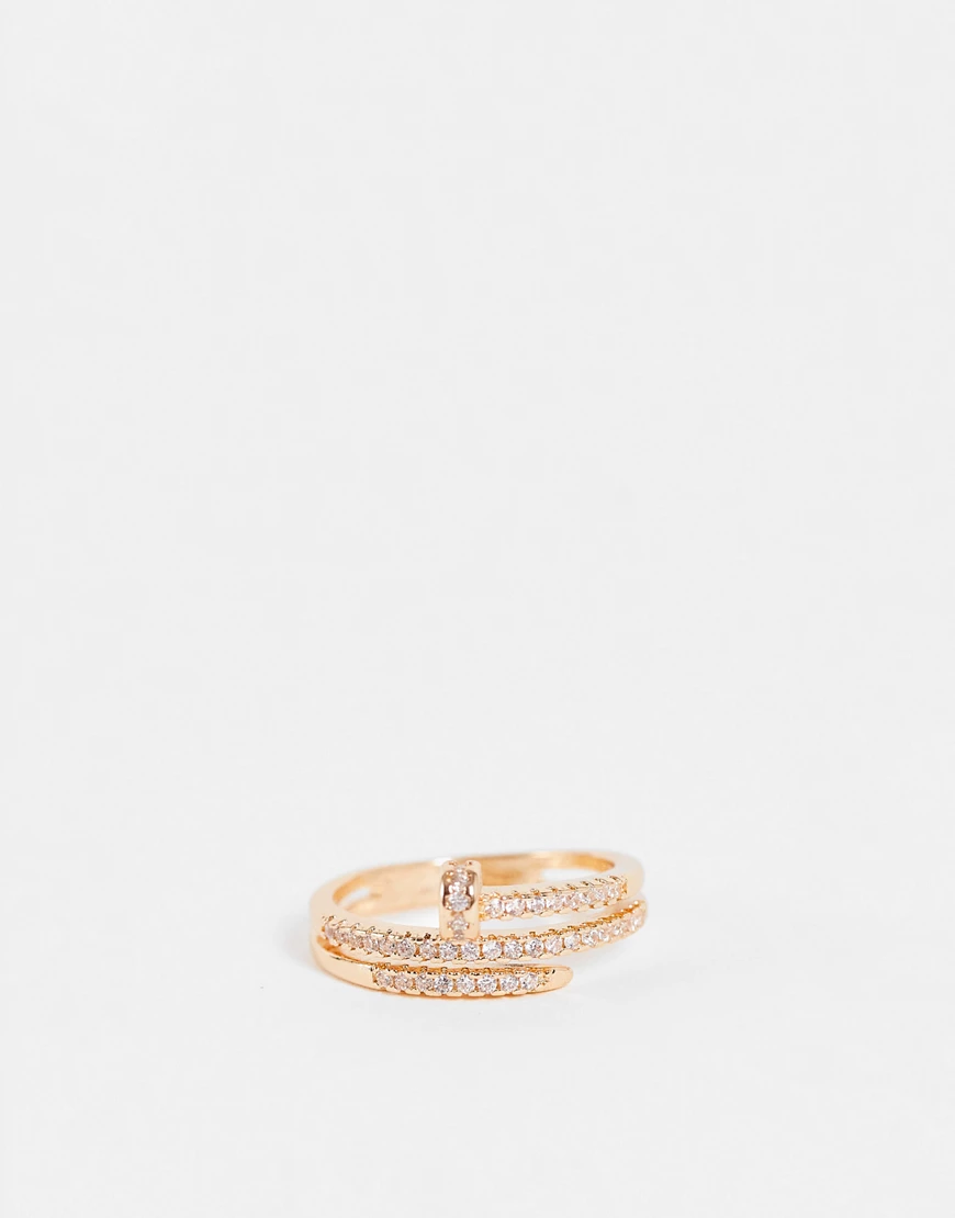 ALDO – Olerra – Goldfarbener Ring in Schraubenoptik mit Verzierung günstig online kaufen