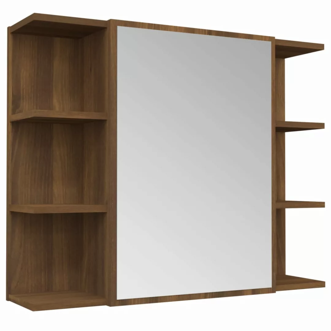 Vidaxl Bad-spiegelschrank Braun Eiche-optik 80x20,5x64cm Holzwerkstoff günstig online kaufen