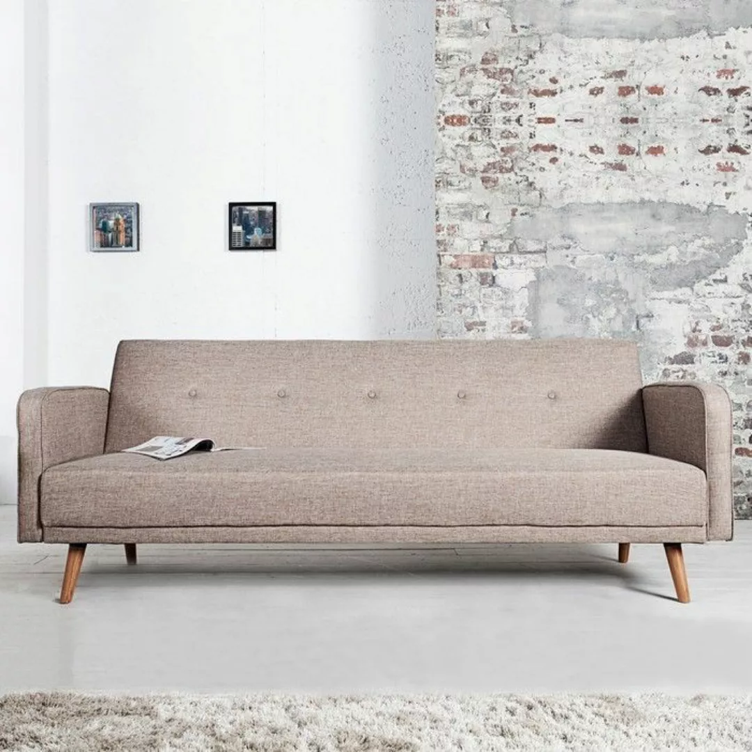 Retro Schlafsofa G?TEBORG Beige-Eiche 210cm im skandinavischen Stil günstig online kaufen