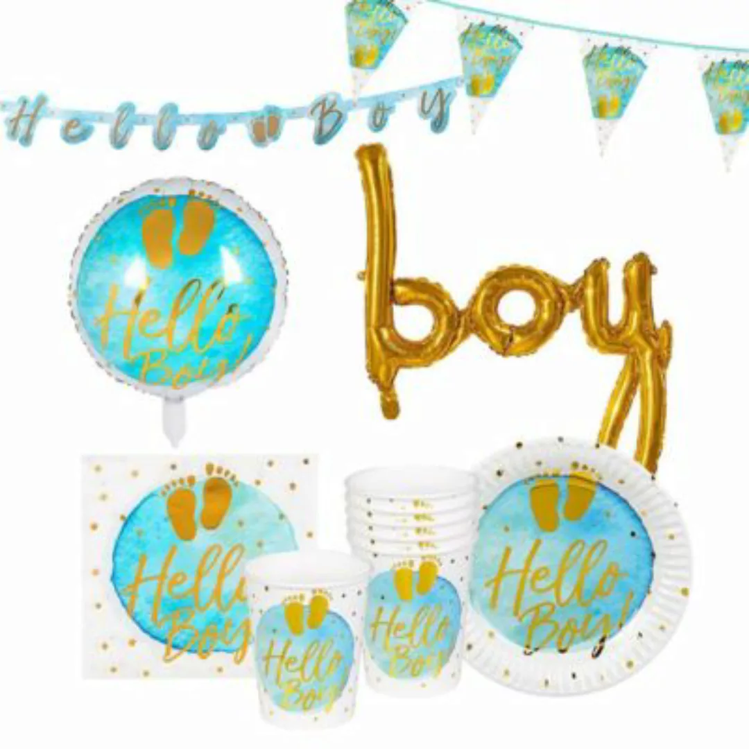 METAMORPH Baby Party Deko Set Hello Boy 28-teilig blau günstig online kaufen