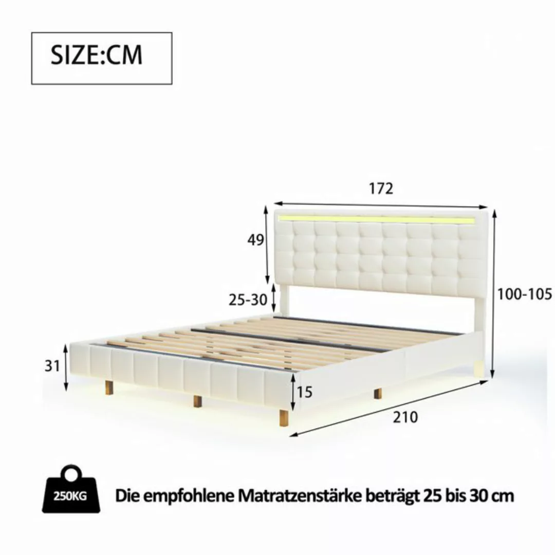 LuxeLiving Polsterbett Doppelbett Jugendbett (Mit 2 USB-Ladeschnittstelle), günstig online kaufen