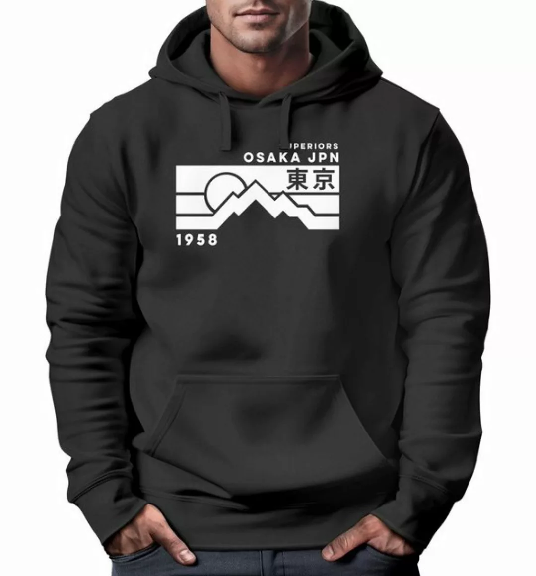 Neverless Hoodie Hoodie Herren Aufdruck Osaka JPN japanische Schriftzeichen günstig online kaufen