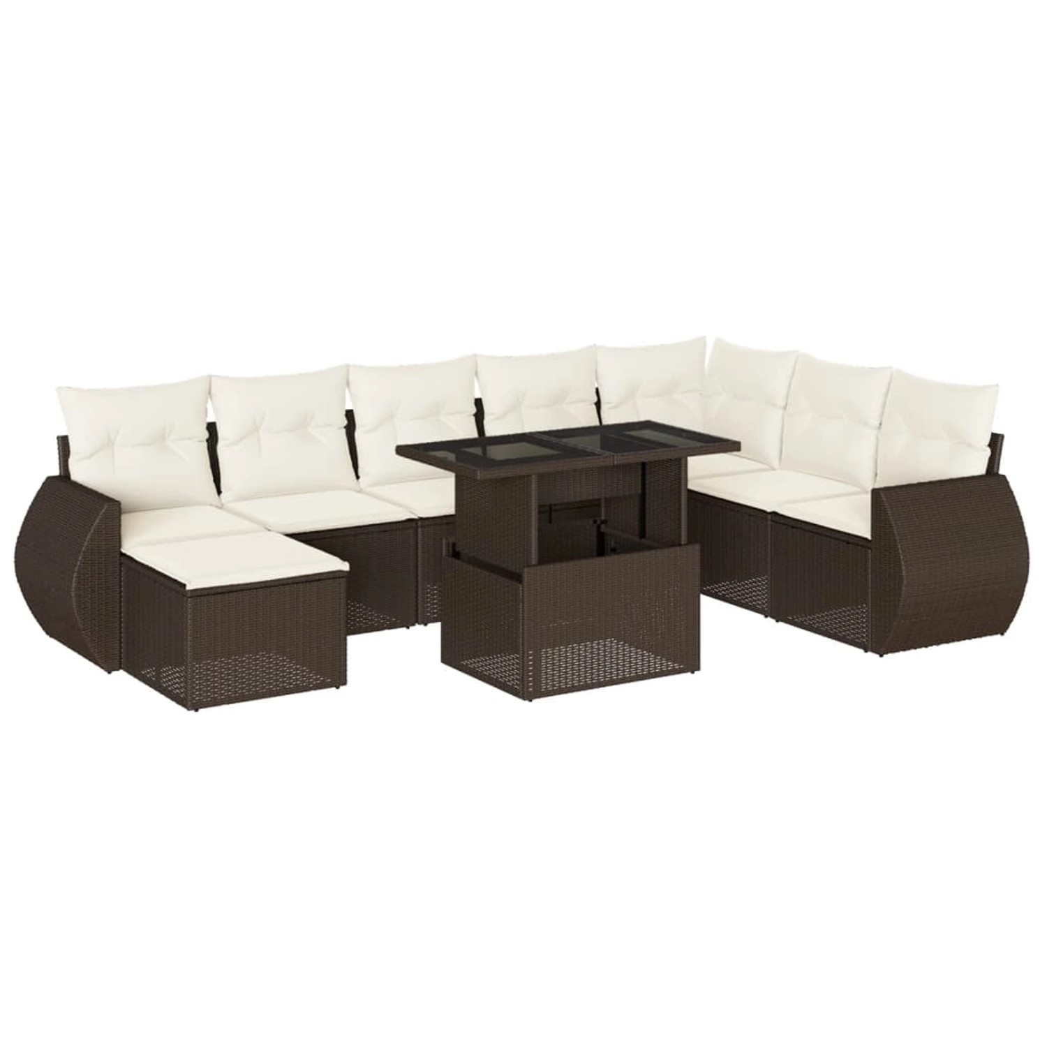 vidaXL 9-Tlg Garten-Sofagarnitur mit Kissen Braun Poly Rattan 3268733 günstig online kaufen