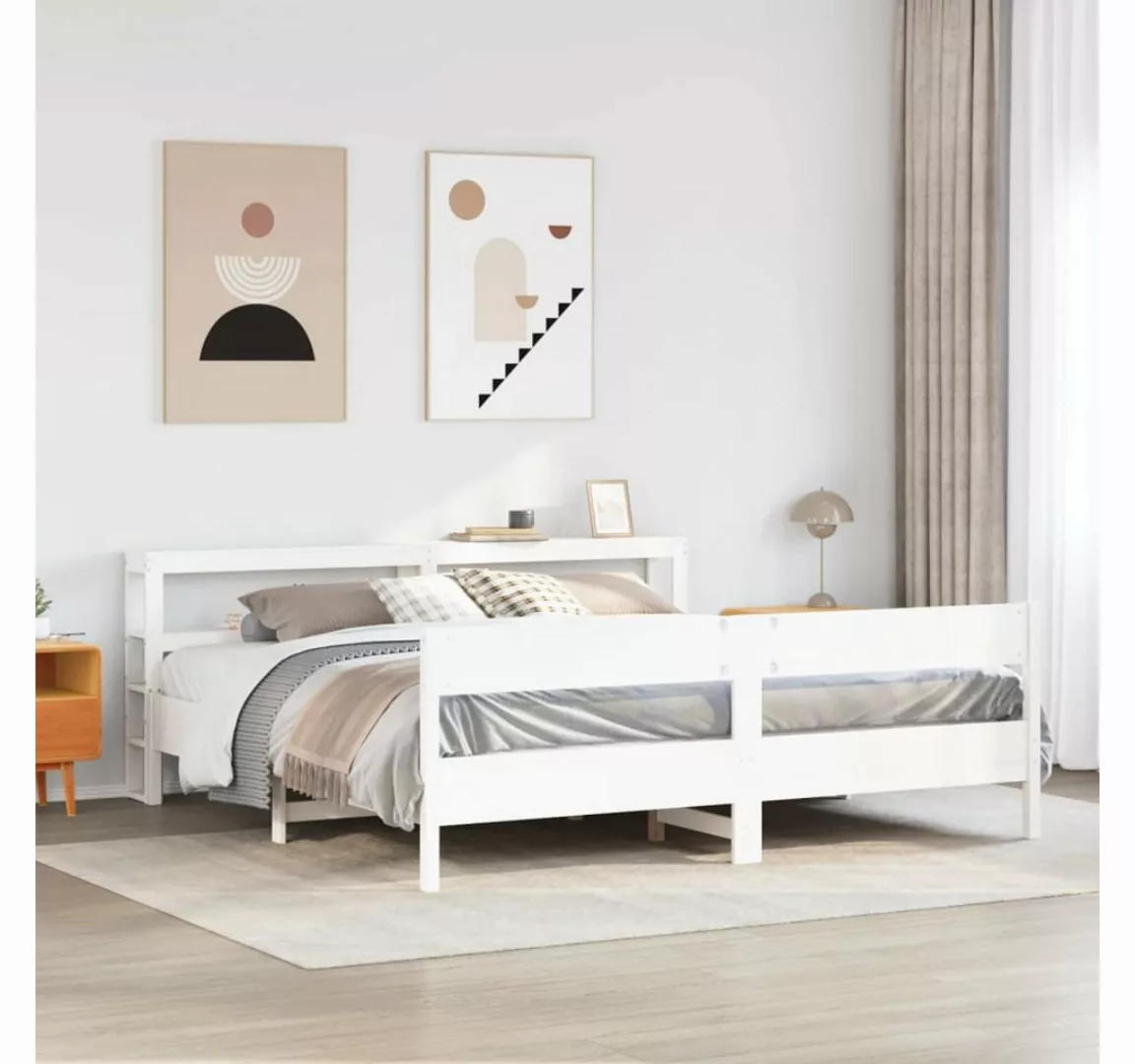 vidaXL Bett, Massivholzbett ohne Matratze Weiß 200x200 cm Kiefernholz günstig online kaufen