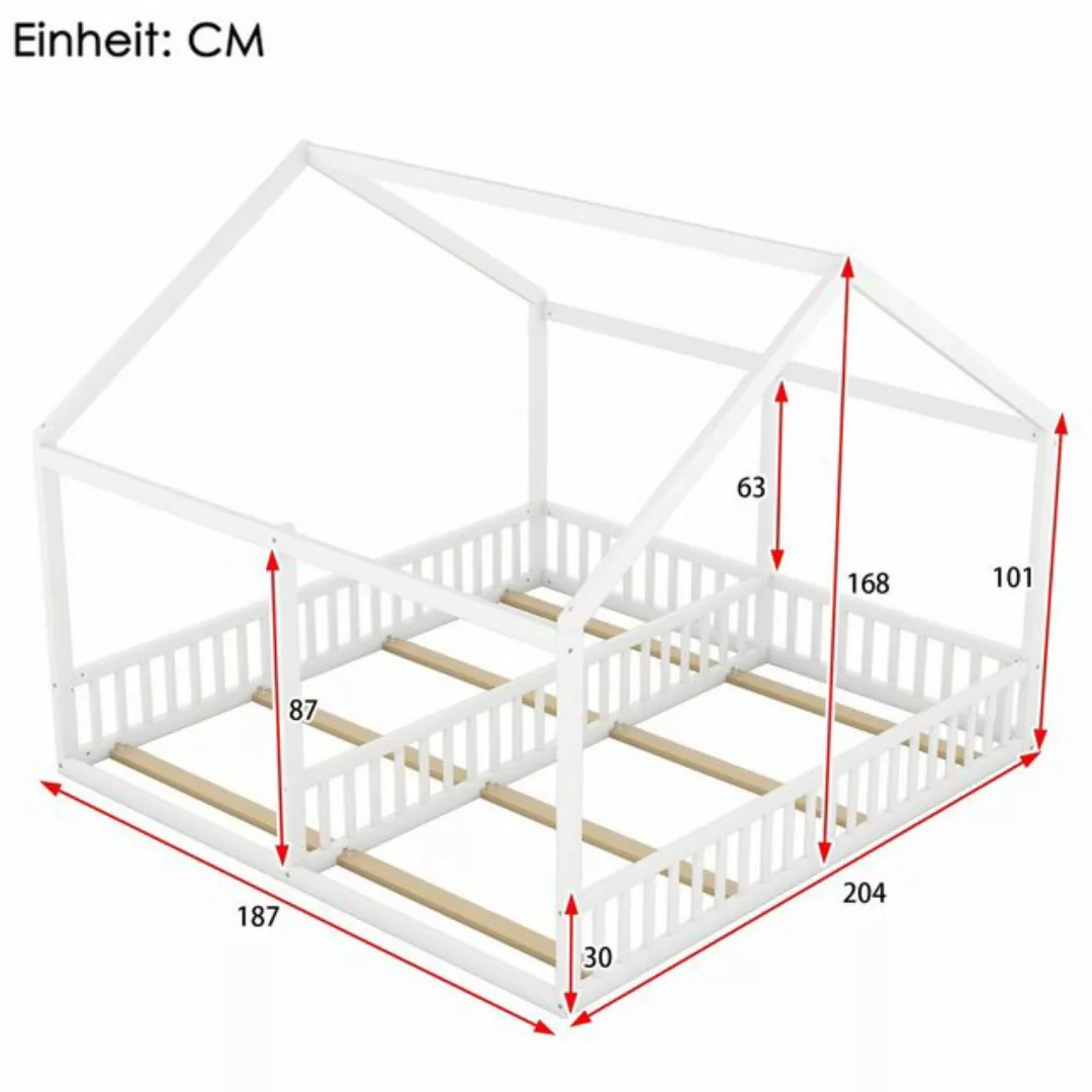 Ulife Kinderbett Massivholz Einzelbett Doppelbett Hausbett, 2-in-1-Betten, günstig online kaufen