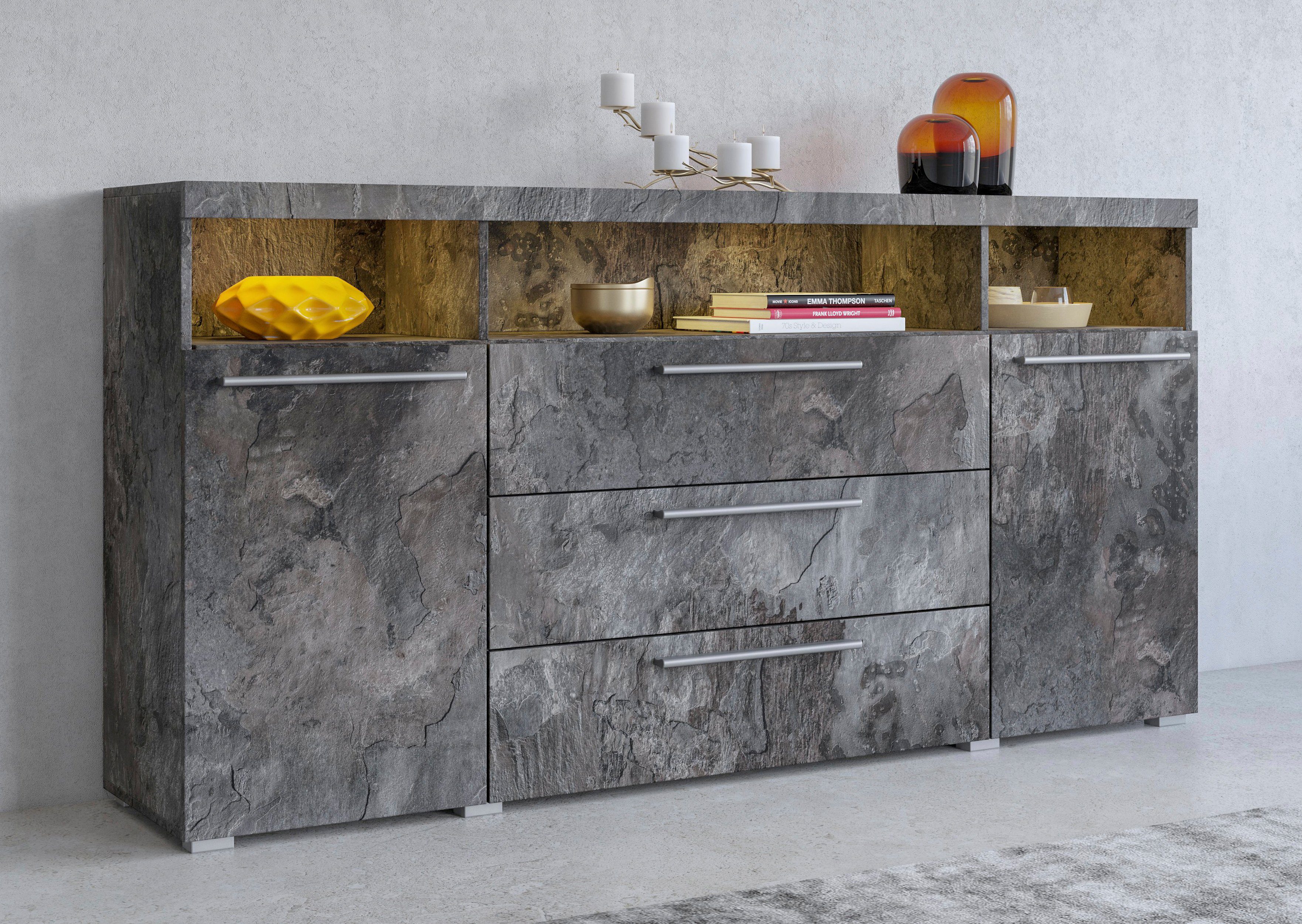 INOSIGN Sideboard "India,Breite 182cm moderne Anrichte 2Türen,3 Schubladen, günstig online kaufen