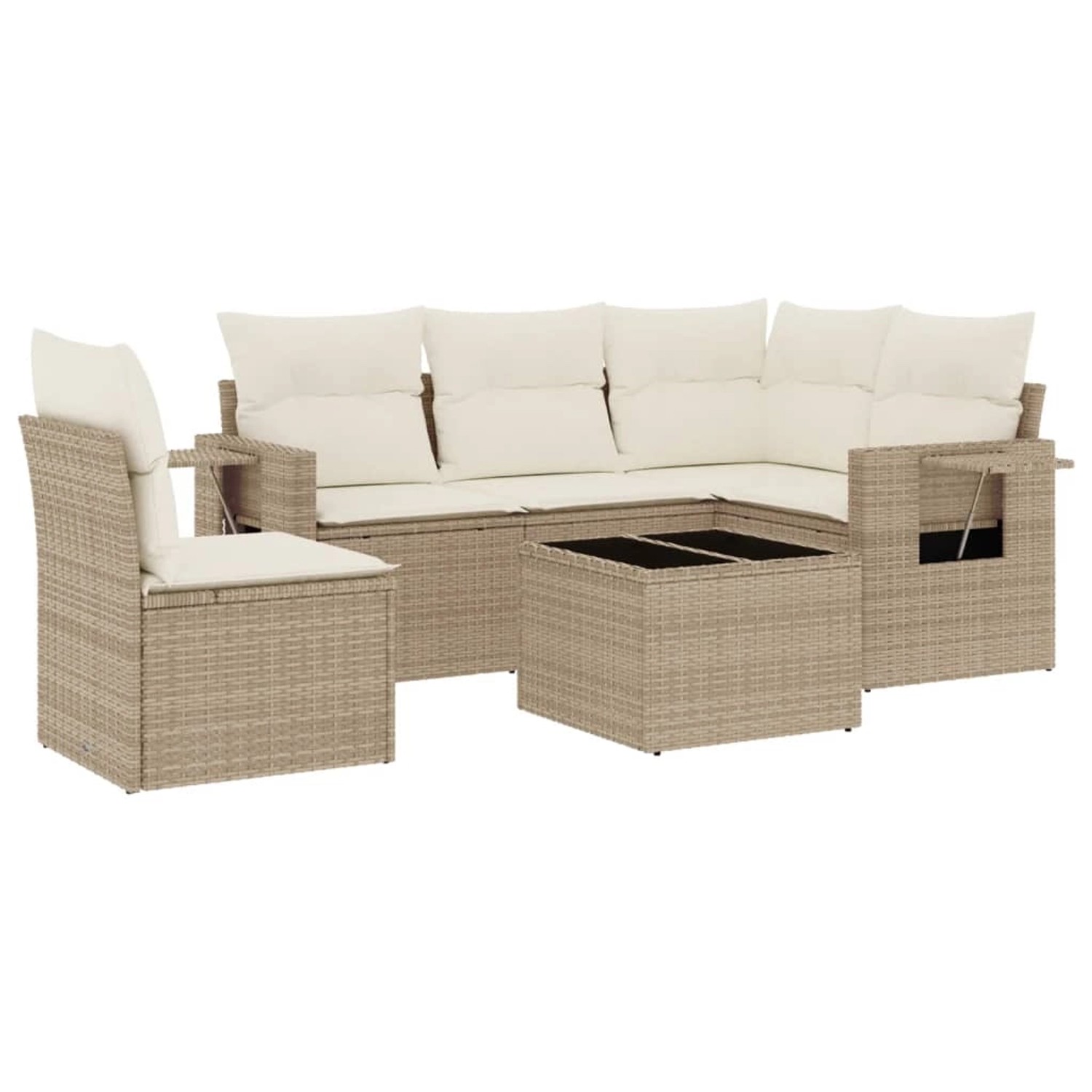 vidaXL 6-Tlg Garten-Sofagarnitur mit Kissen Beige Poly Rattan 3252515 günstig online kaufen
