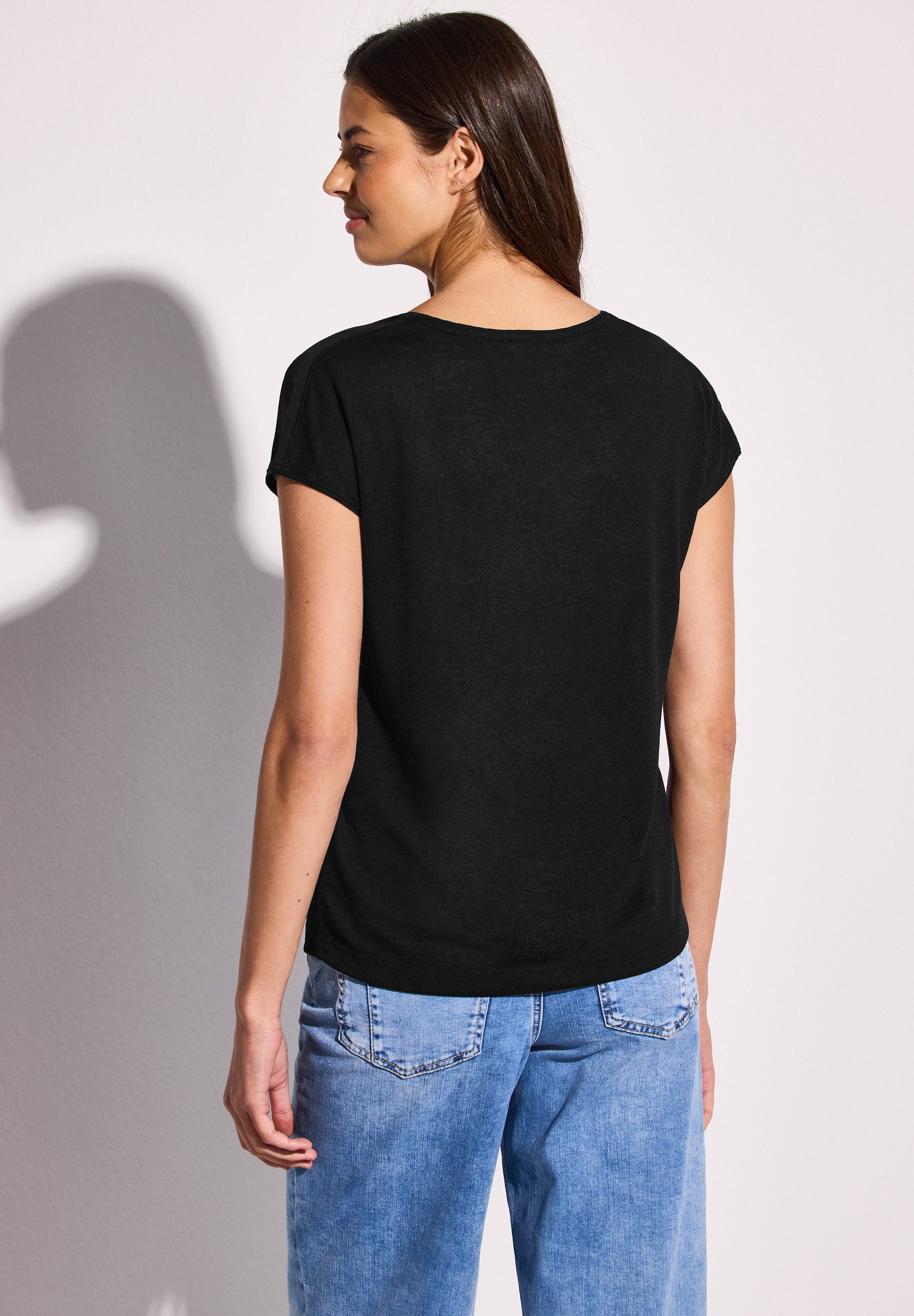 STREET ONE T-Shirt, mit abgerundetem V-Ausschnitt günstig online kaufen