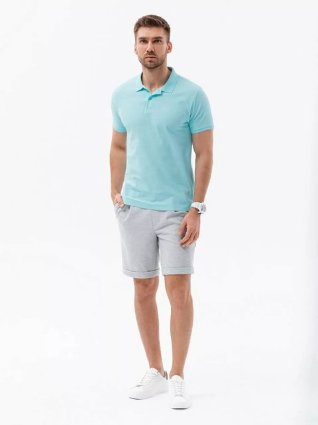 OMBRE Poloshirt Ombre Poloshirt aus Piqué-Strick für Herren - mint V18 S137 günstig online kaufen