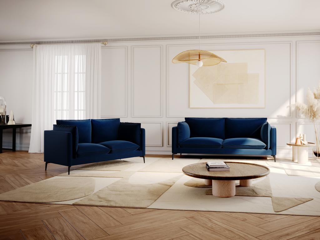 Sofa 3-Sitzer - Samt - Dunkelblau - KESTREL von PASCAL MORABITO günstig online kaufen
