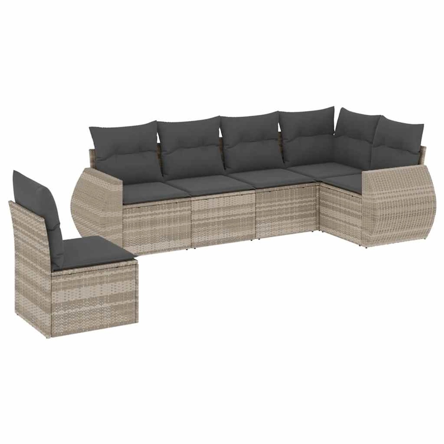 vidaXL 6-Tlg Garten-Sofagarnitur mit Kissen Hellgrau Poly Rattan 3221431 günstig online kaufen