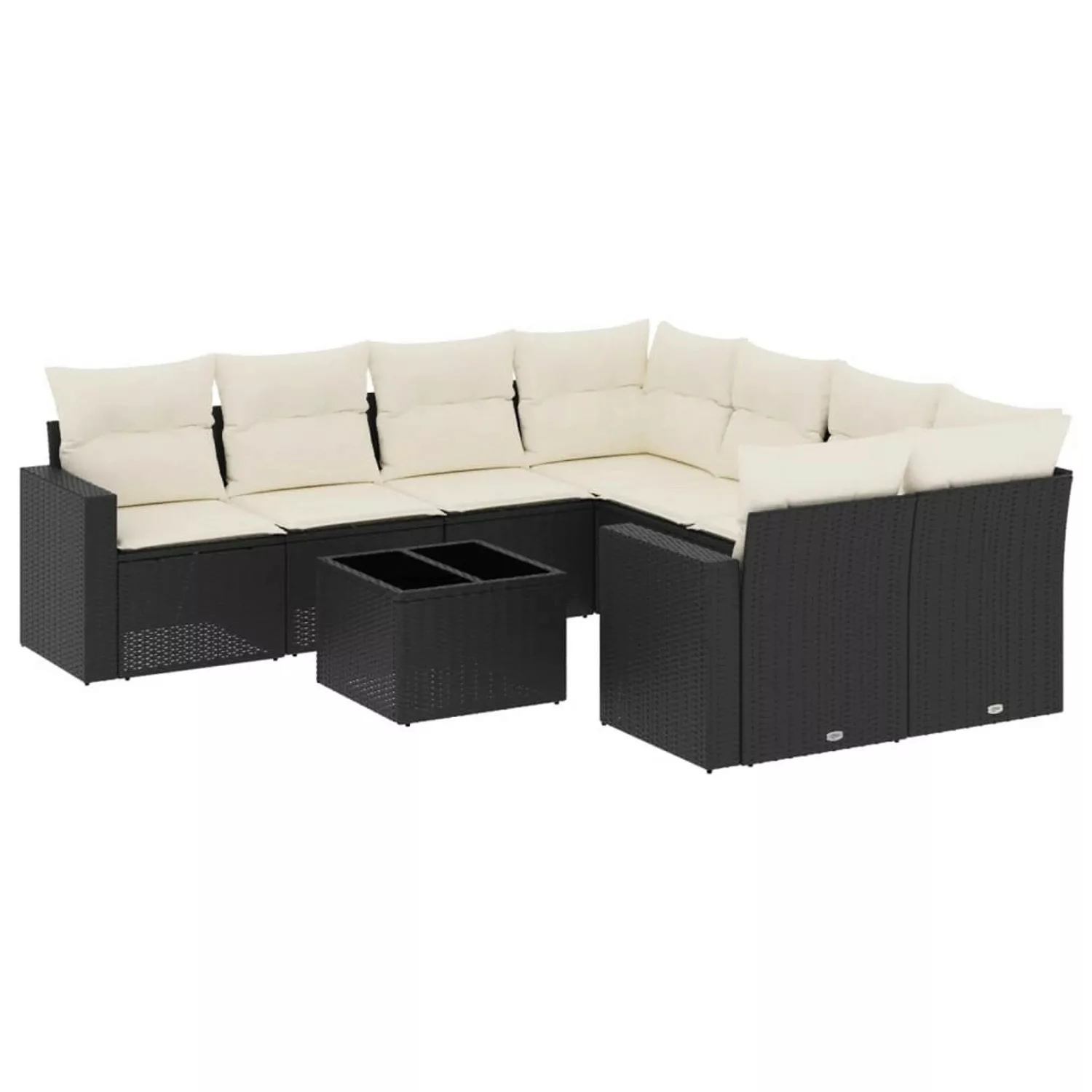 vidaXL 9-tlg Garten-Sofagarnitur mit Kissen Schwarz Poly Rattan Modell 59 günstig online kaufen