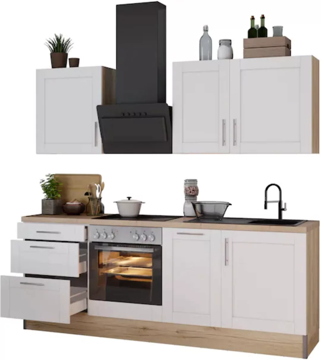 KOCHSTATION Küche »KS-Ahus«, Breite 225 cm,wahlweise mit E-Geräten,MDF Fron günstig online kaufen