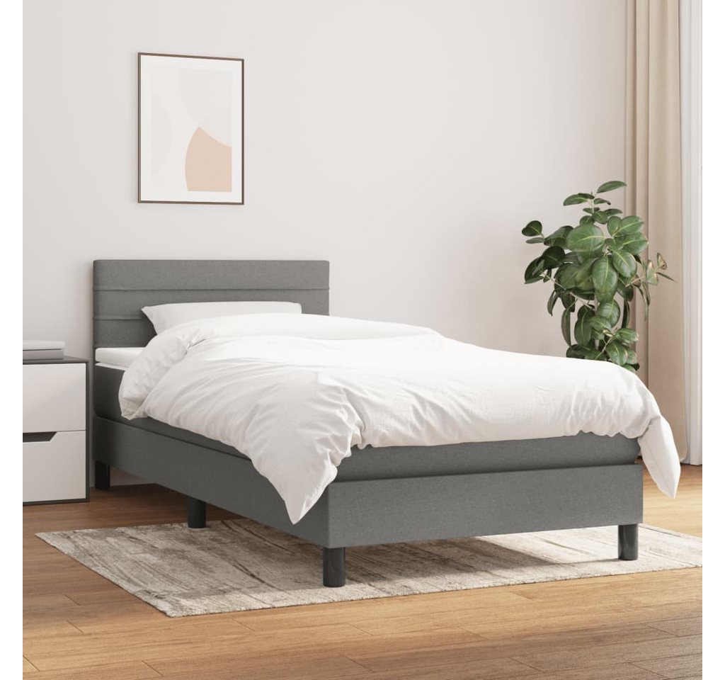 vidaXL Boxspringbett Boxspringbett mit Matratze Dunkelgrau 100x200 cm Stoff günstig online kaufen