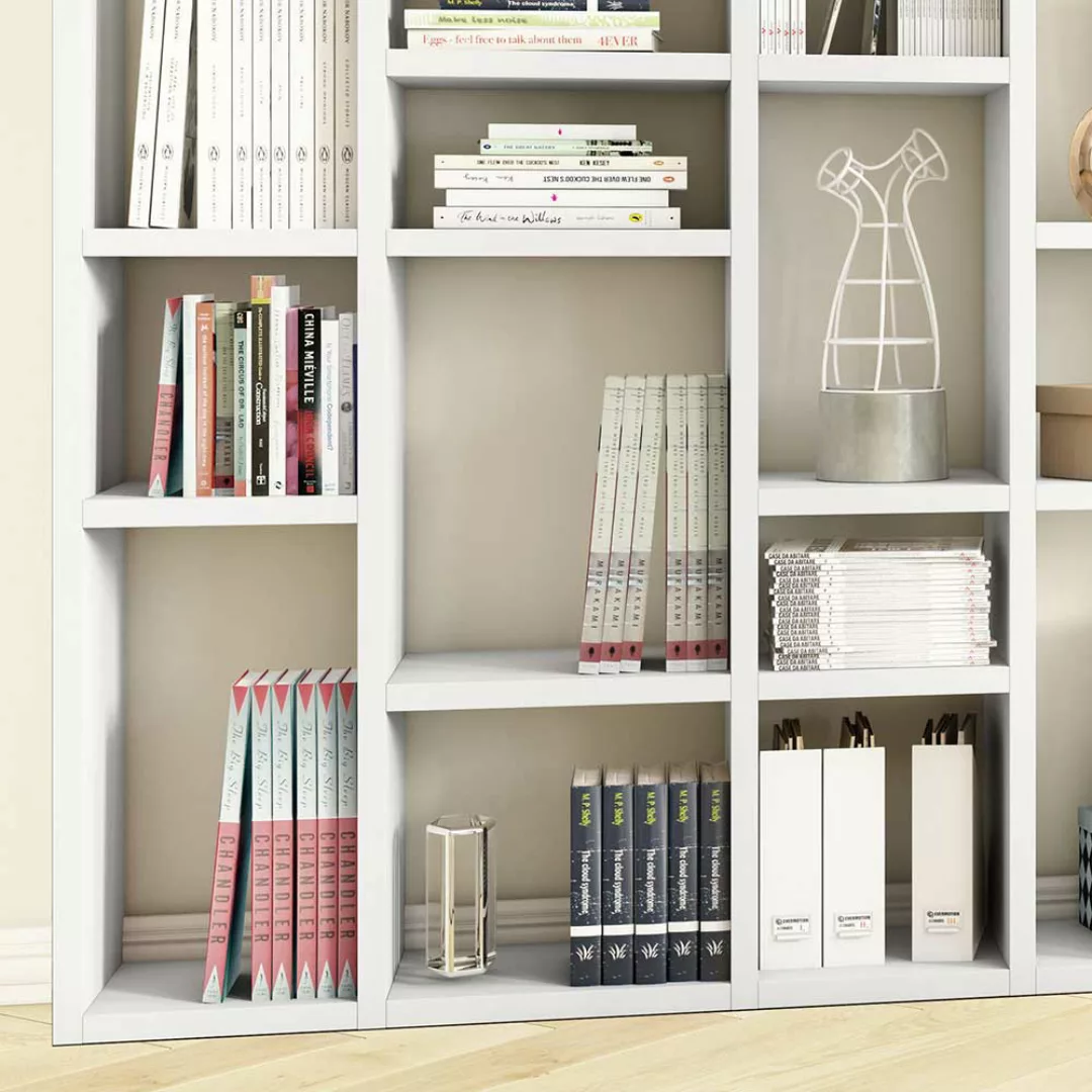 Hochglanz Wohnzimmerregal für Bücher Weiß günstig online kaufen