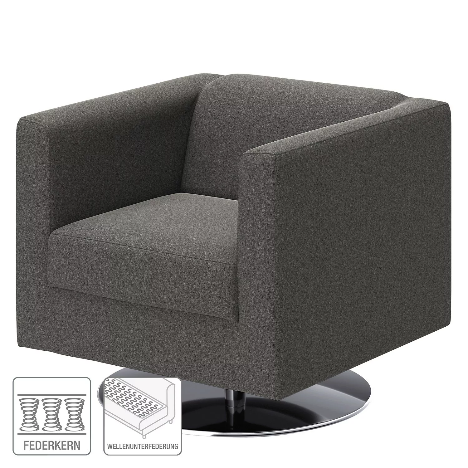 home24 loftscape Sessel Wilno XV Dunkelgrau Flachgewebe 74x71x75 cm (BxHxT) günstig online kaufen